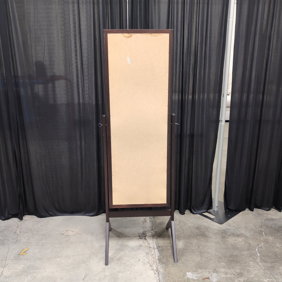 Dark Wood Full-Length Floor Mirror with Tilting Stand