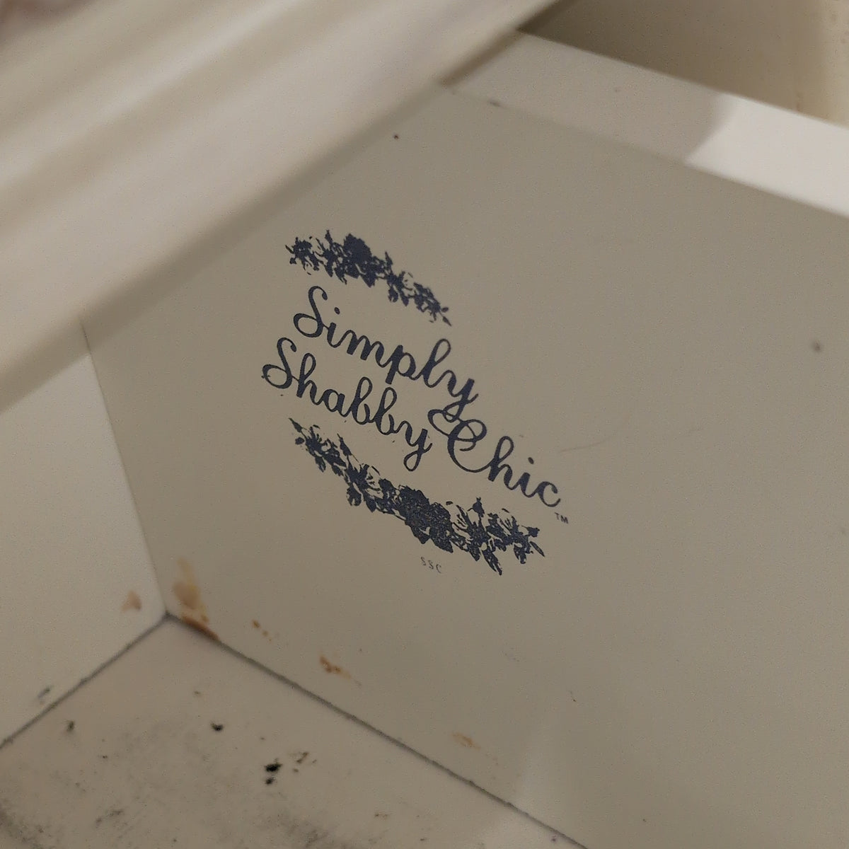 Simply Shabby Chic-Cream Wood Three-Drawer Nightstand with Crystal Knobs