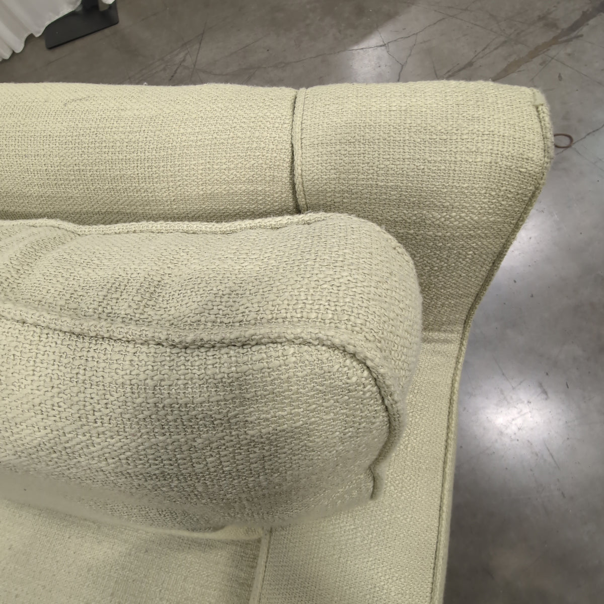 Light Green Upholstered Loveseat with Single Arm
