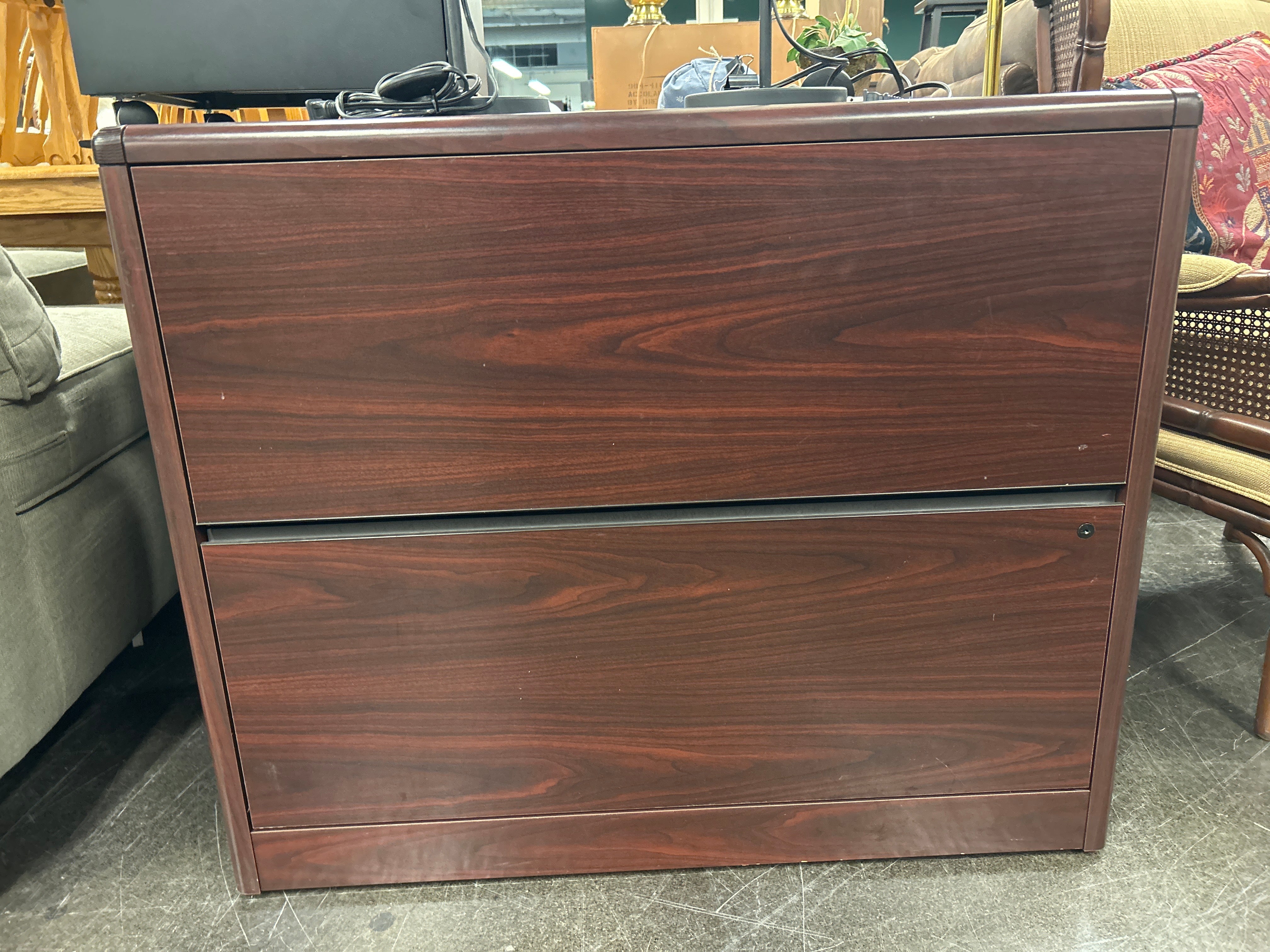 Cherry Wood Two Drawer Filing Cabinet
