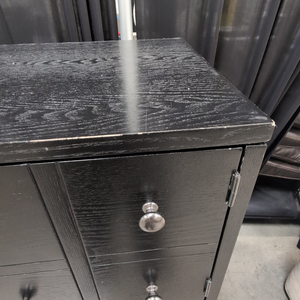 Black Finished Wood Composite Storage Cabinet with Drawers