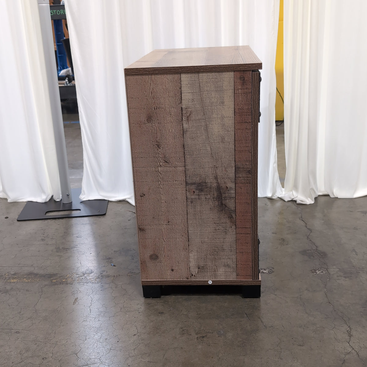 Braxton Studios Rustic Wood Look Two-Door TV Stand with Metal Accents