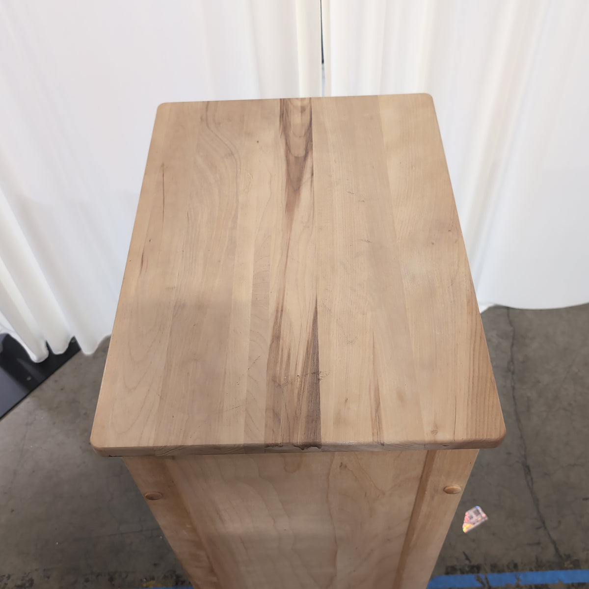 Natural Finish Wood Nightstand with Cabinet Doors