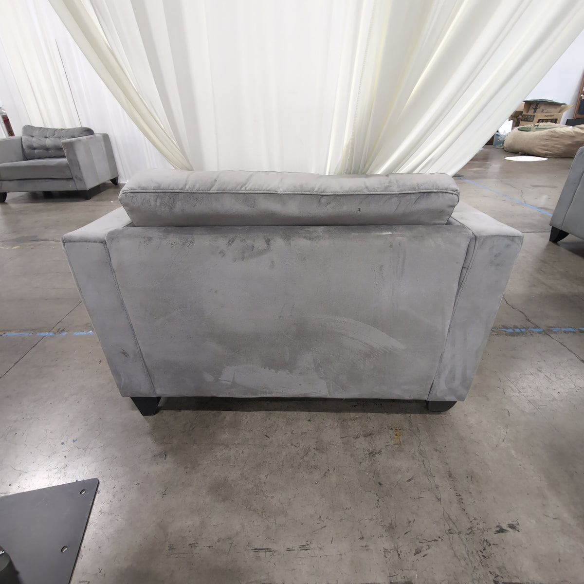 Grey Upholstered Tufted Armchair