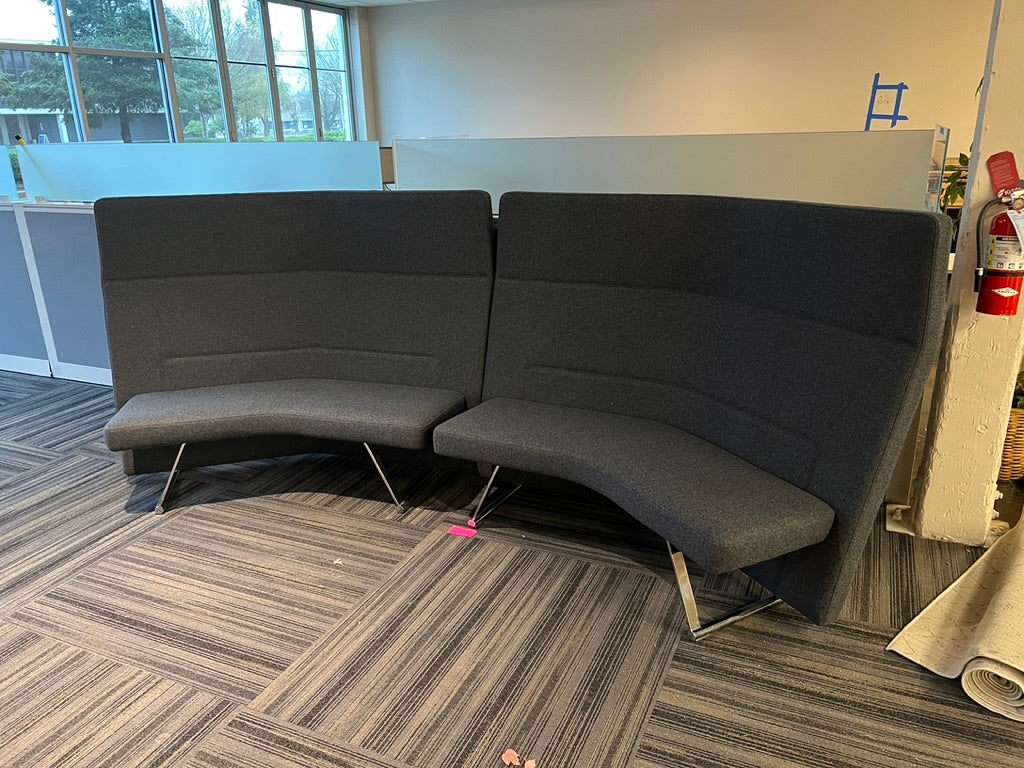 Keilhauer Black 3 Seat Sofa with w/ Silver Accent