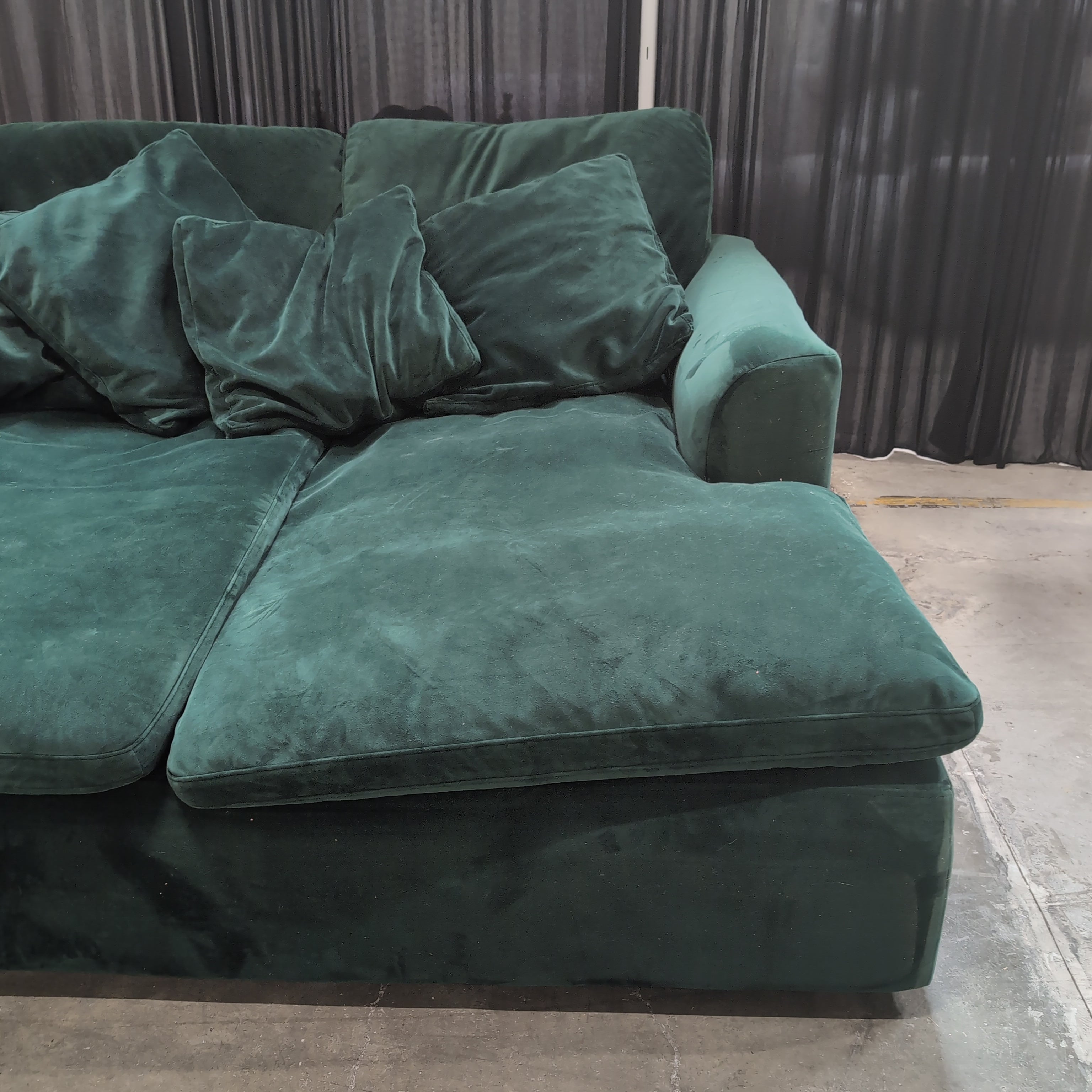 Deep Green Velvet Sectional Couch