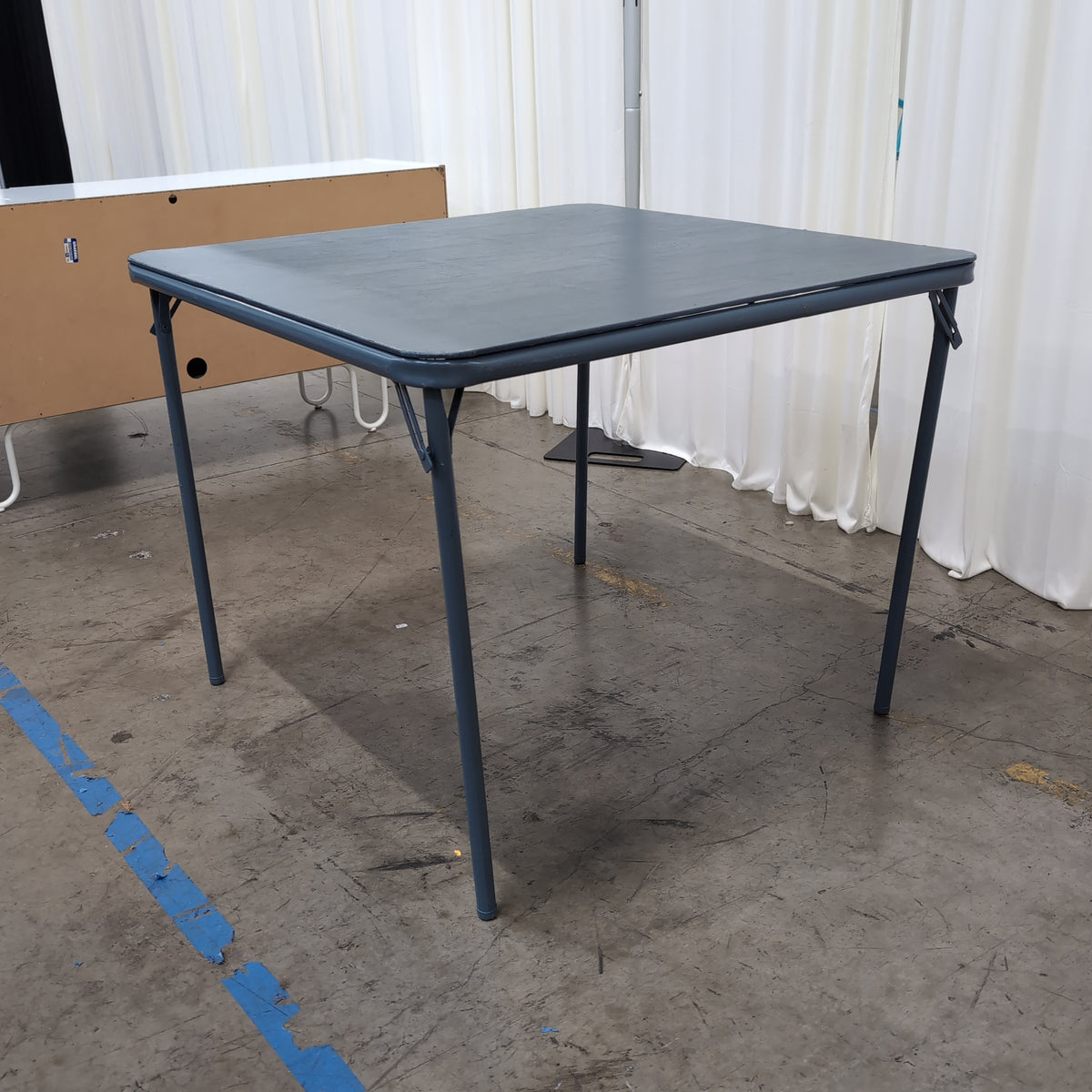 Rectangular Dark Blue Folding Table with Vinyl Top