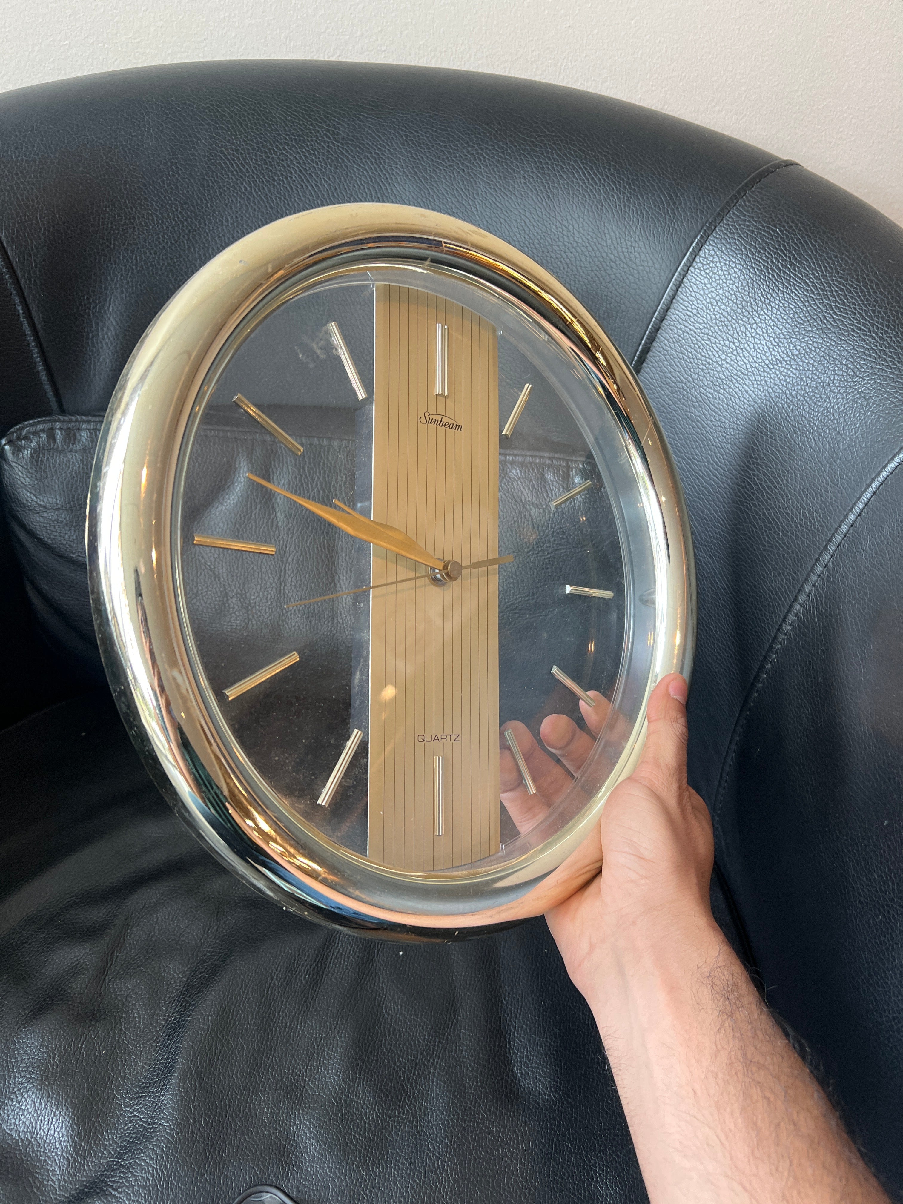 Sunbeam Vintage Style Gold-Tone Quartz Wall Clock
