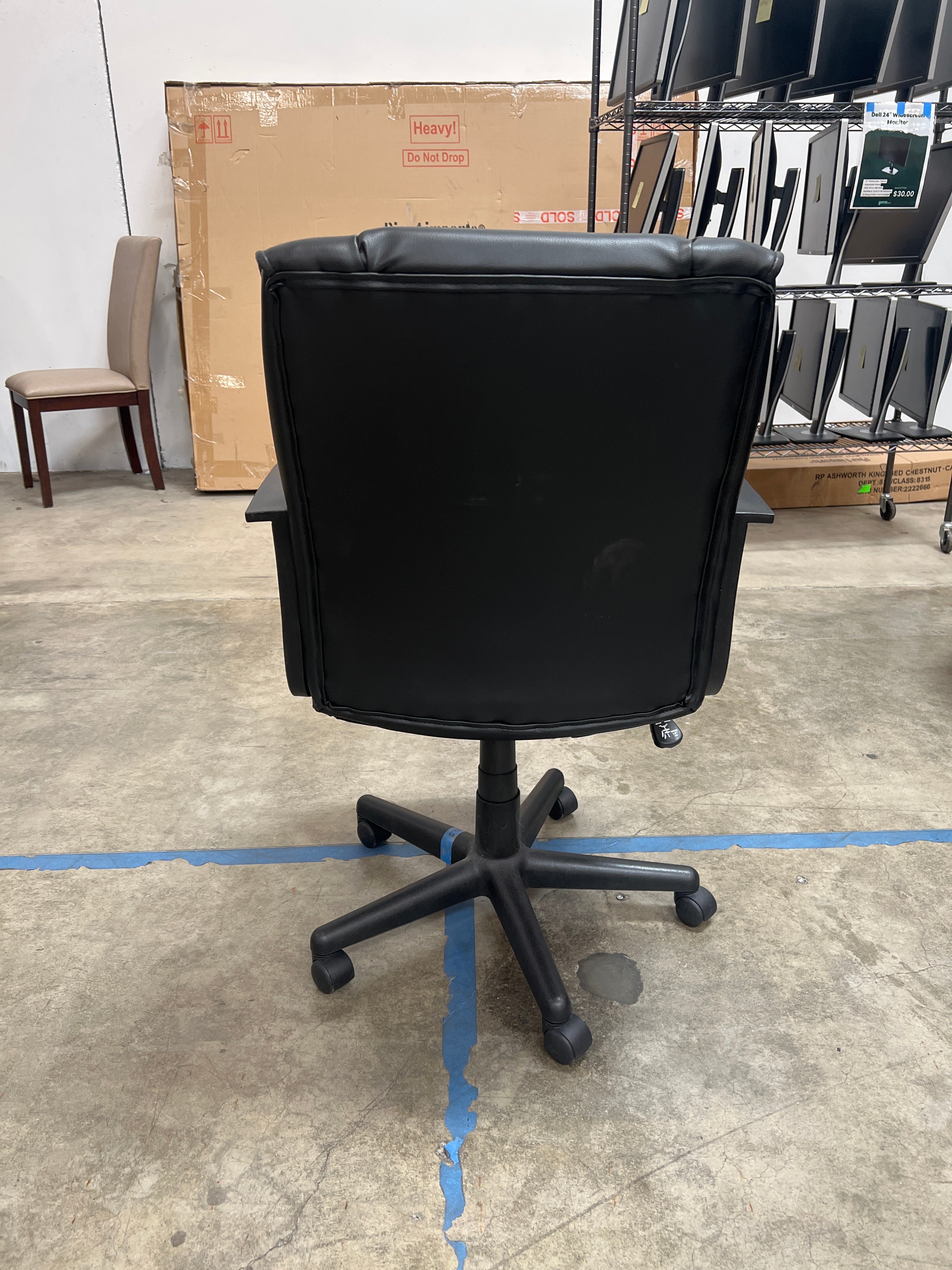 Comfortable Black Faux Leather Adjustable Swivel Office Chair