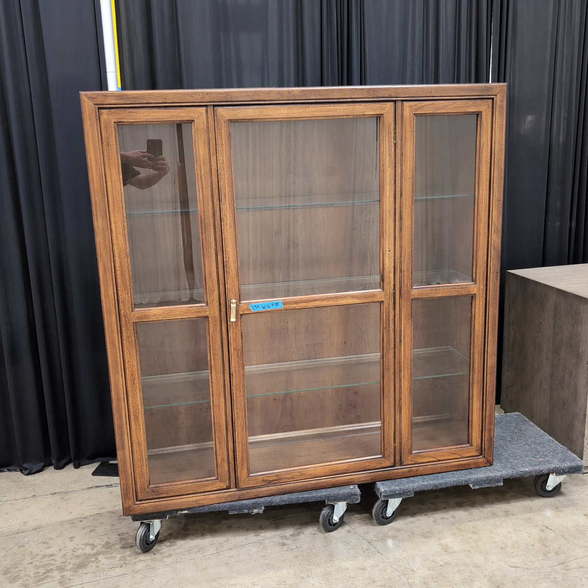 Traditional Brown Hardwood China Cabinet with Glass Doors