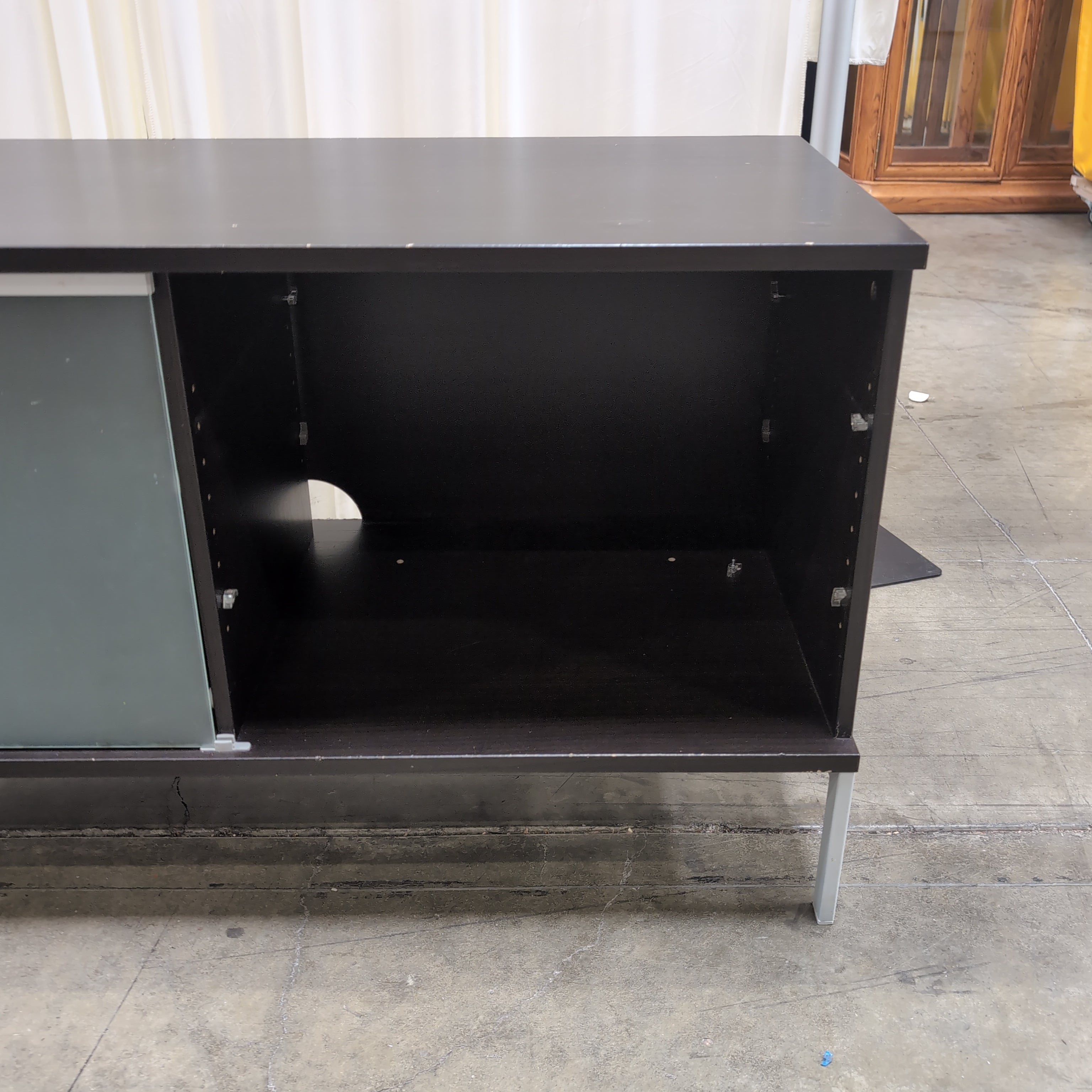 Espresso Finish Modern TV Stand with Sliding Door