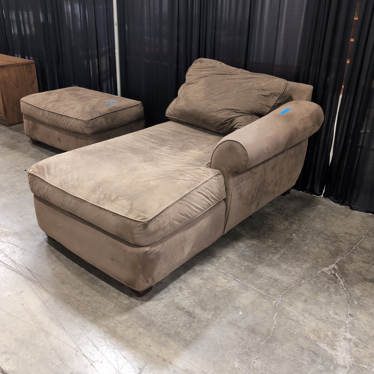 Tan Microfiber Chaise with One Arm