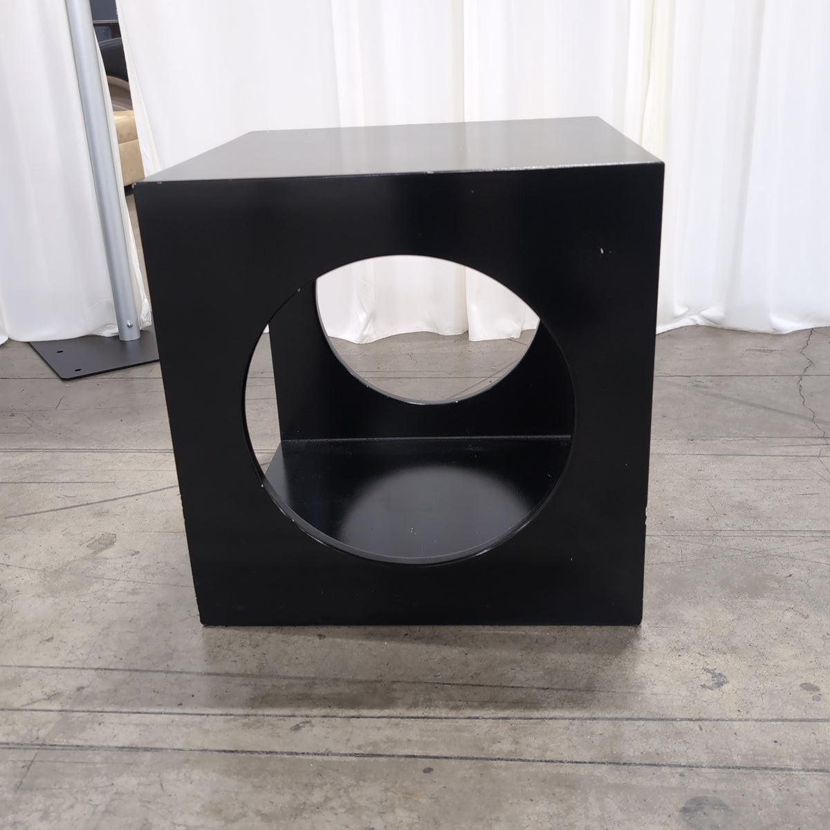 Modern Black Cube Speaker with Oval Port
