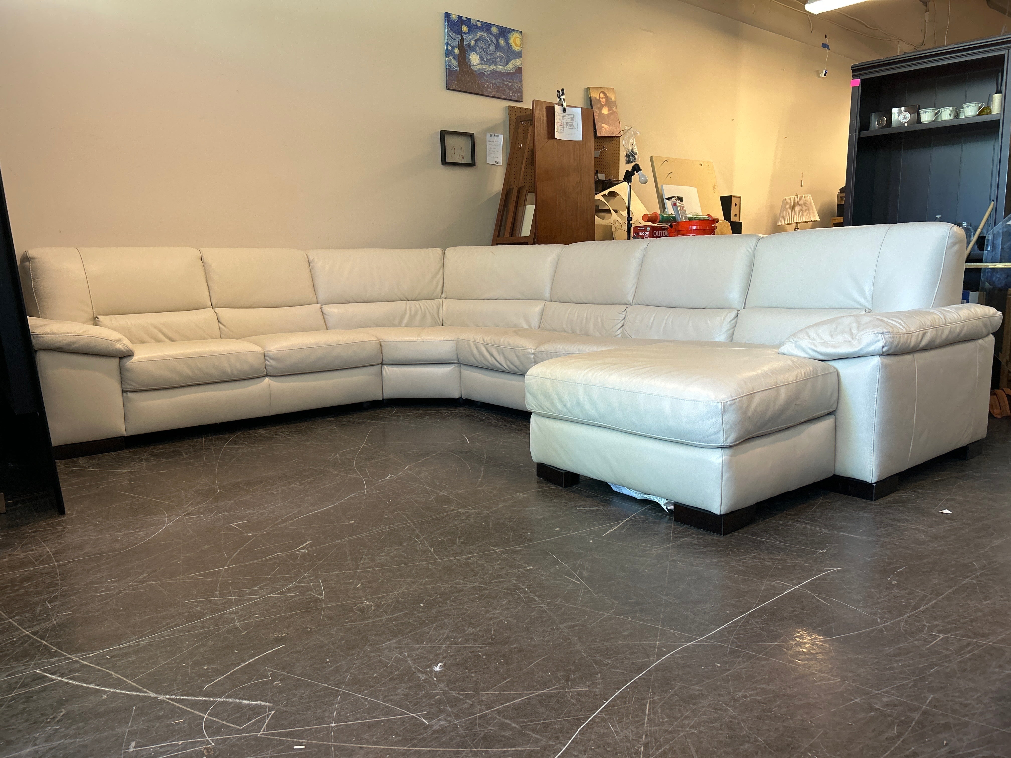 Natuzzi Italsofa White Leather Sectional Sofa