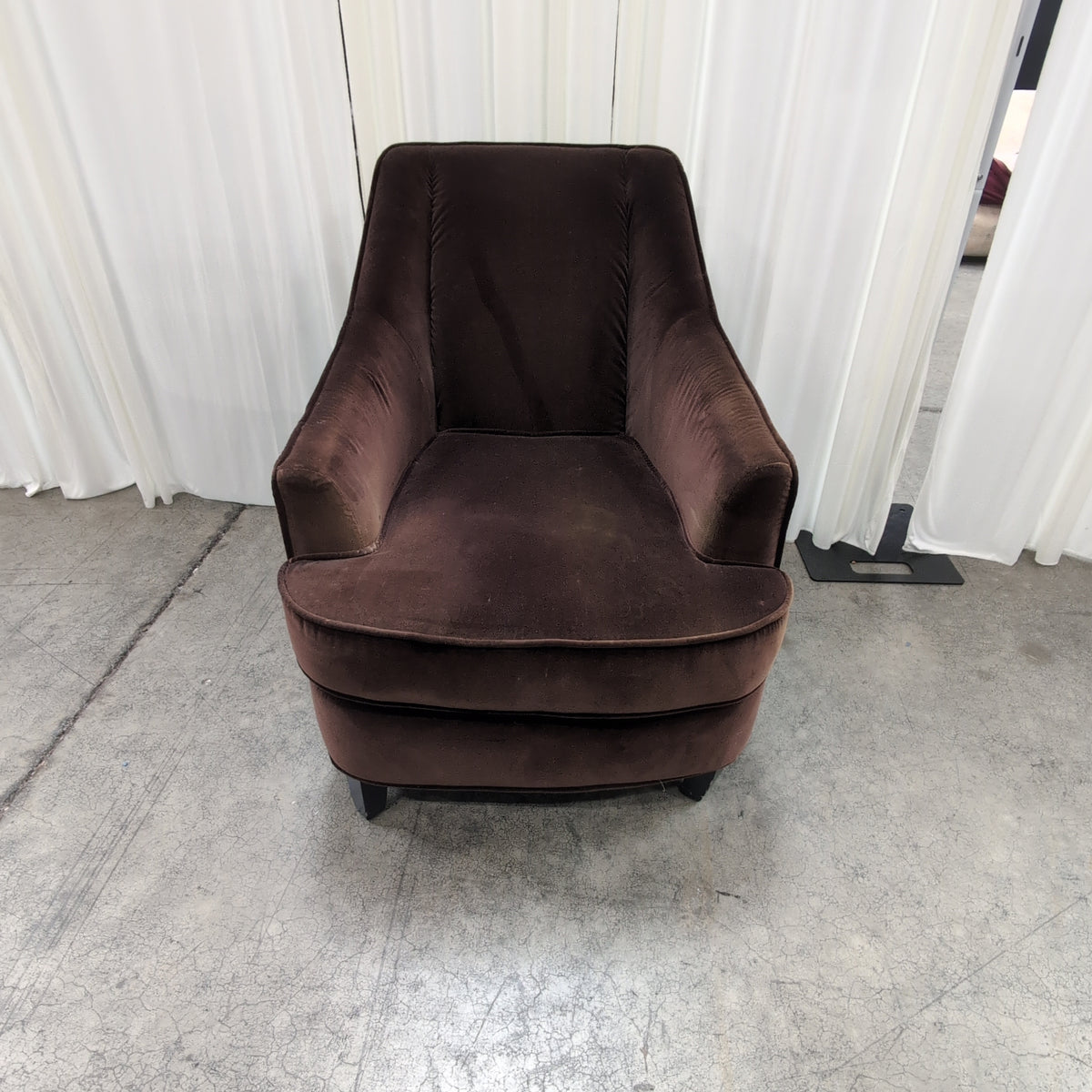 Deep Brown Velvet Upholstered Armchair