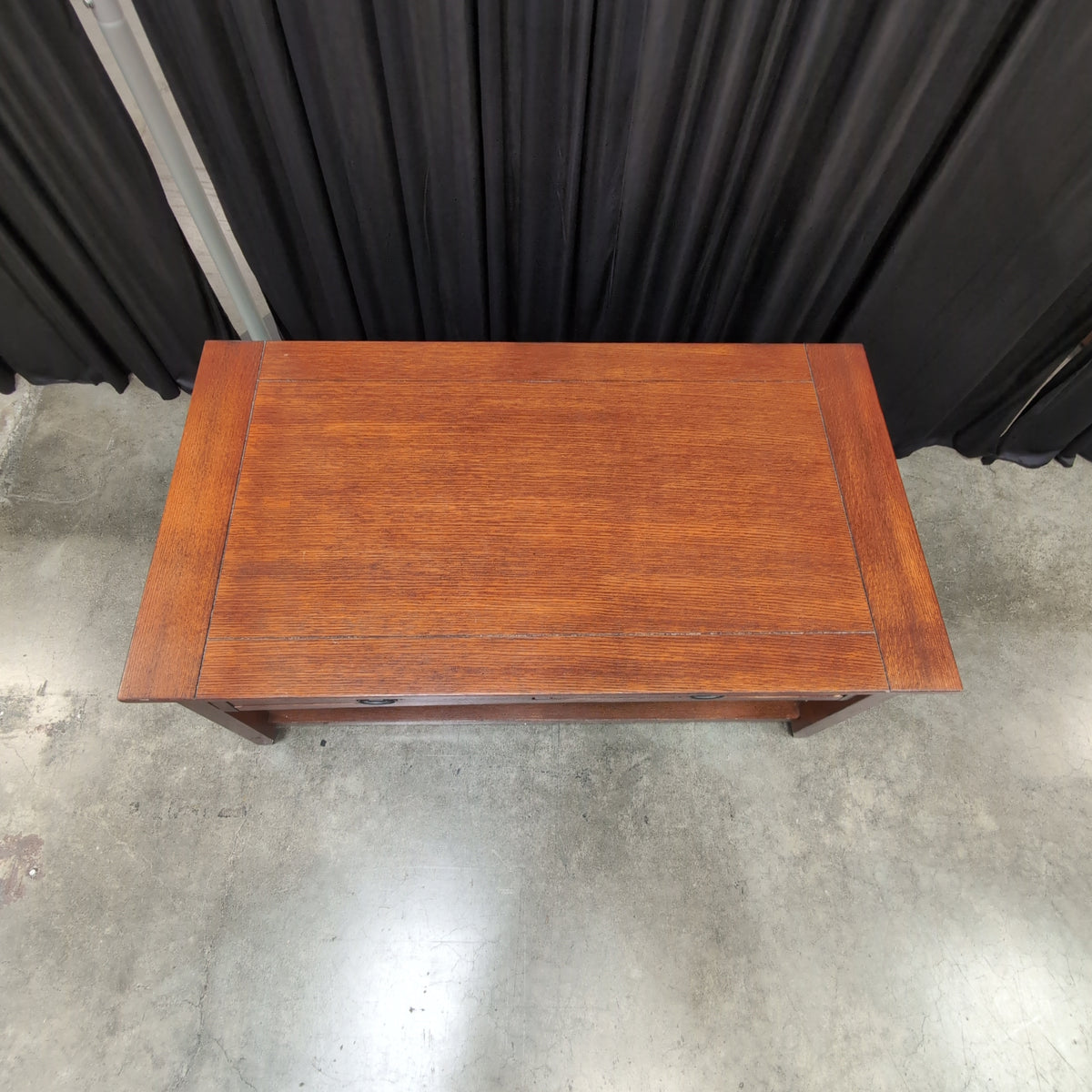 Cherry Tone Wood Coffee Table with Storage Shelf