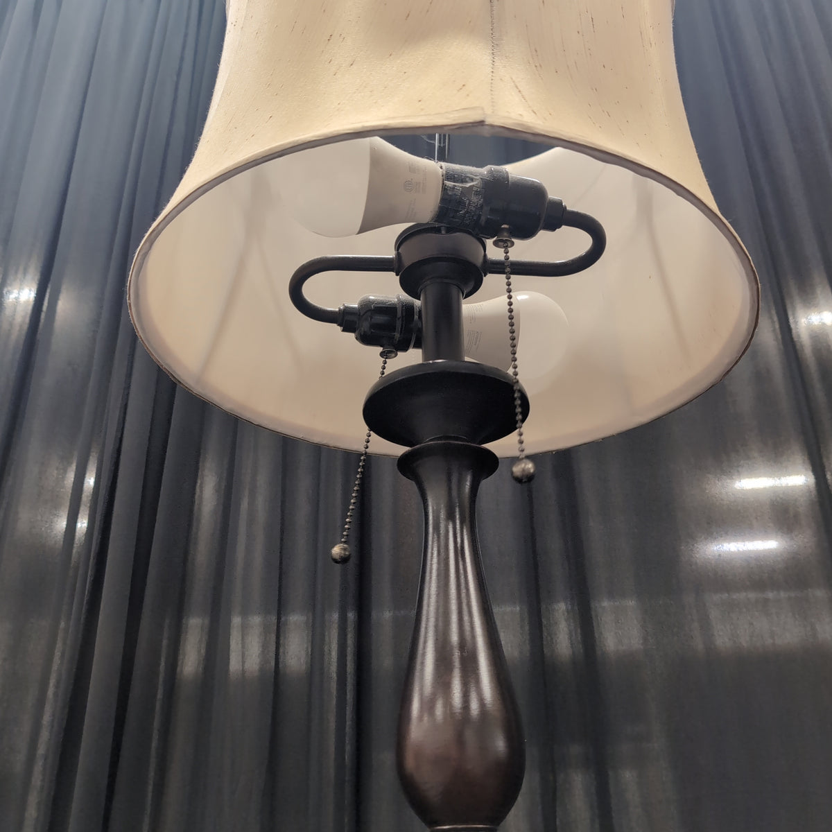 Traditional Dark Bronze Table Lamp with Cream Shade