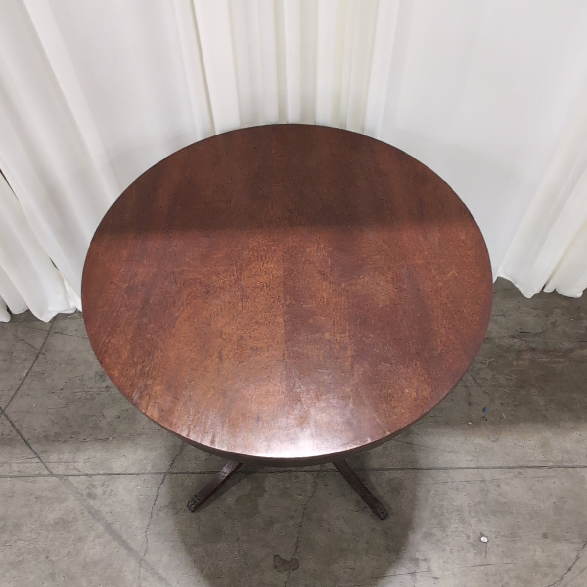 Two-Tone Wood Round End Table with Carved Details