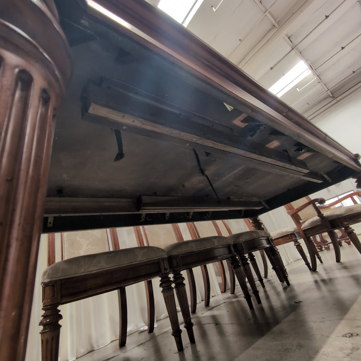 Traditional Dark Wood Dining Table with Turned Legs