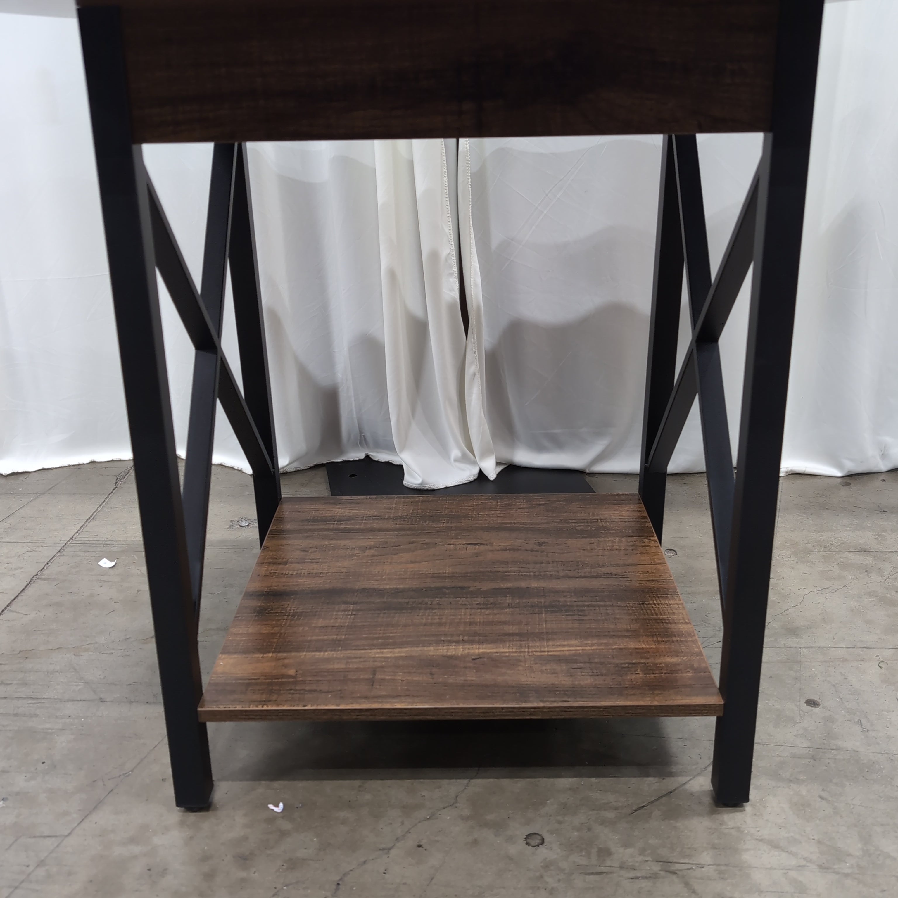 Industrial Style Brown Wood-Look End Table with Shelf
