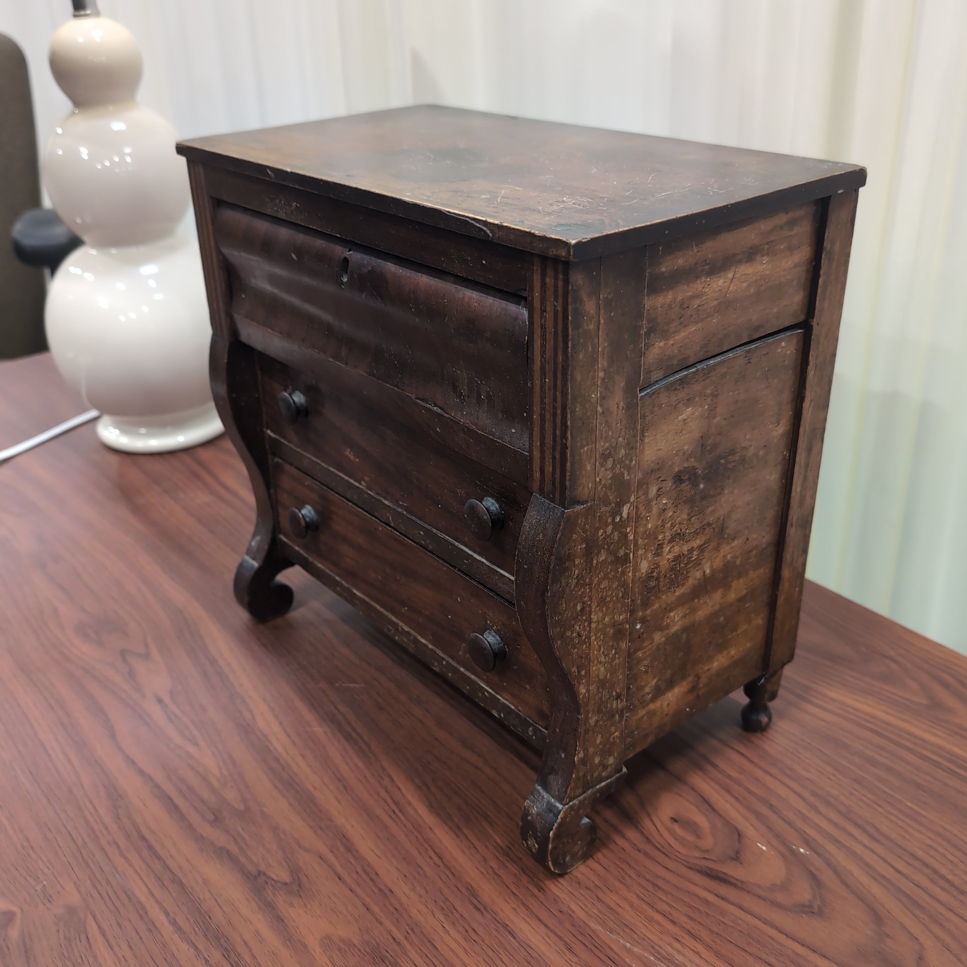 Traditional Dark Wood Three-Drawer Nightstand