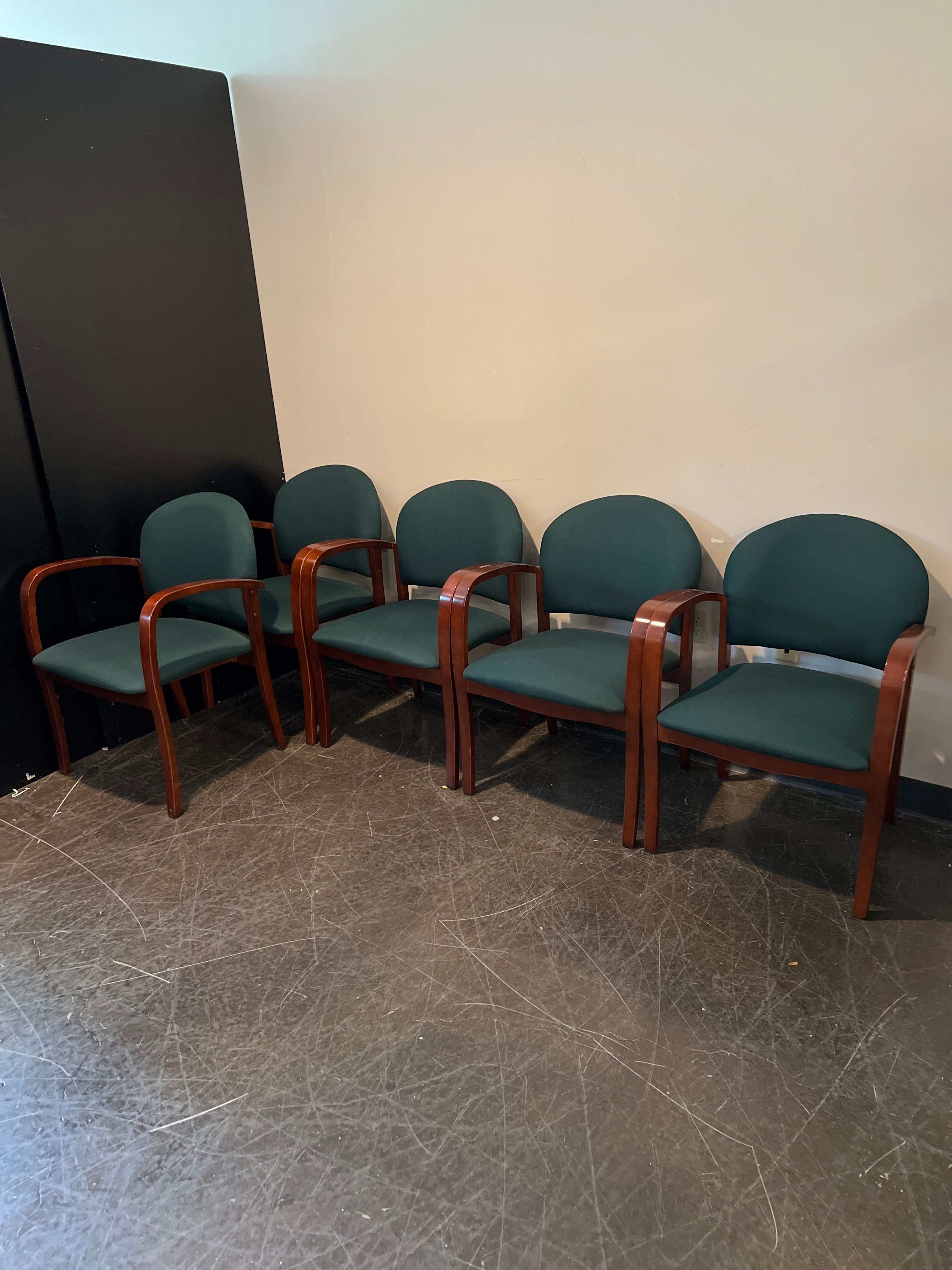 OFS Wood Frame Guest Chair with Teal Upholstery