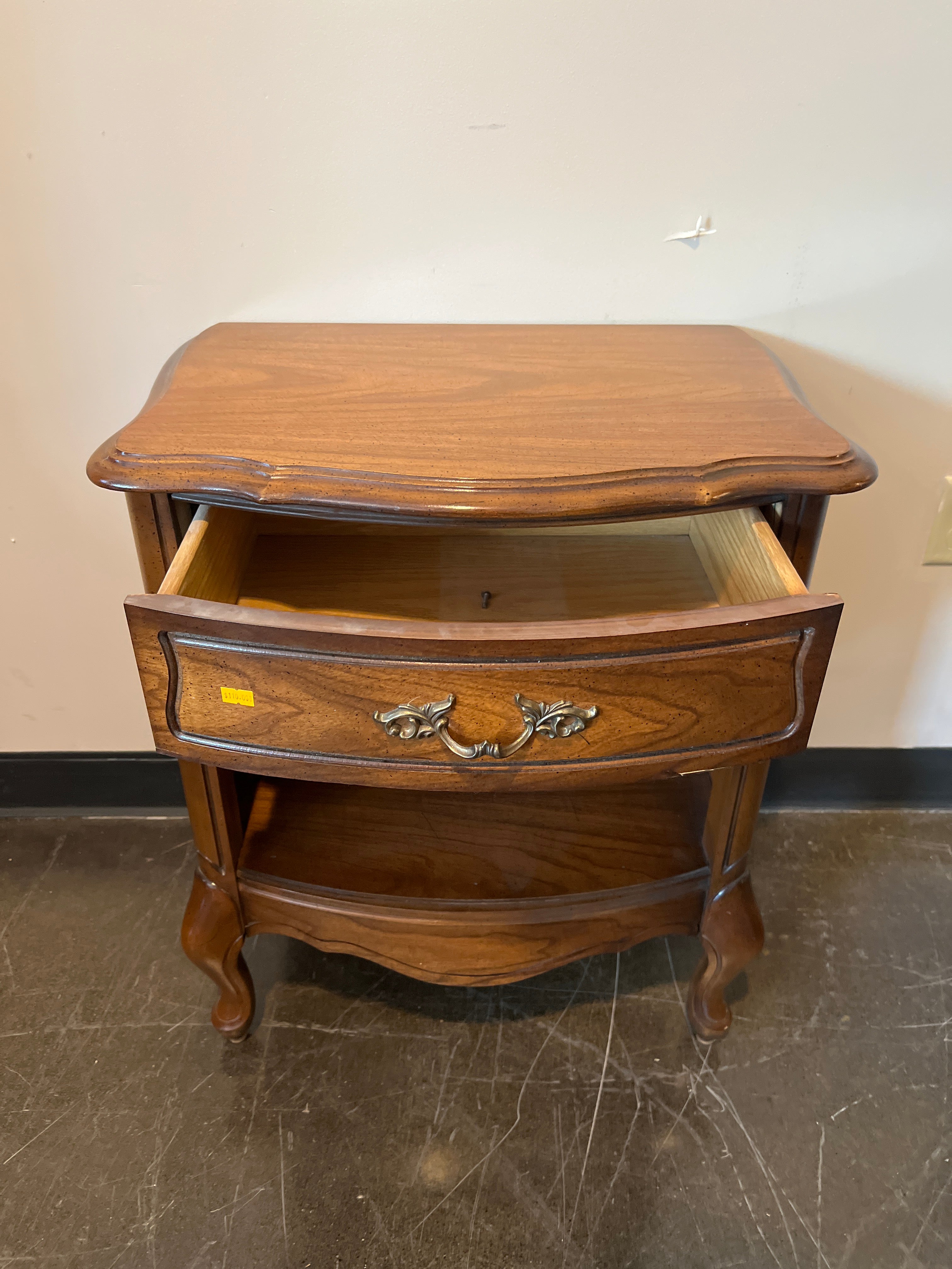 French Provincial Single-Drawer Nightstand with Open Shelf