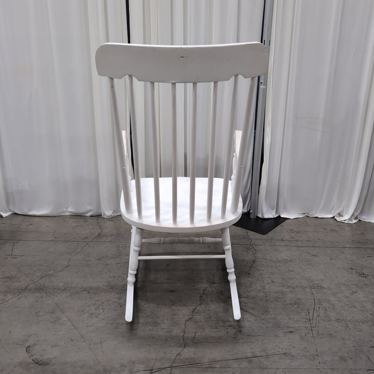 White Spindle Back Rocking Chair in Wood