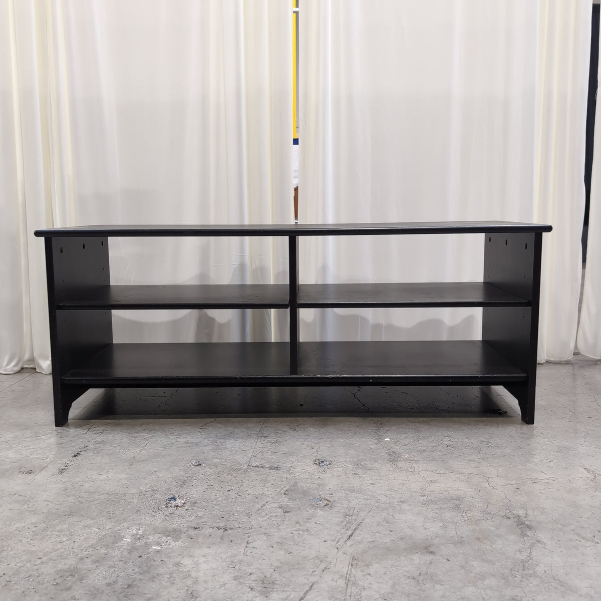Black Wood Two-Tier TV Stand