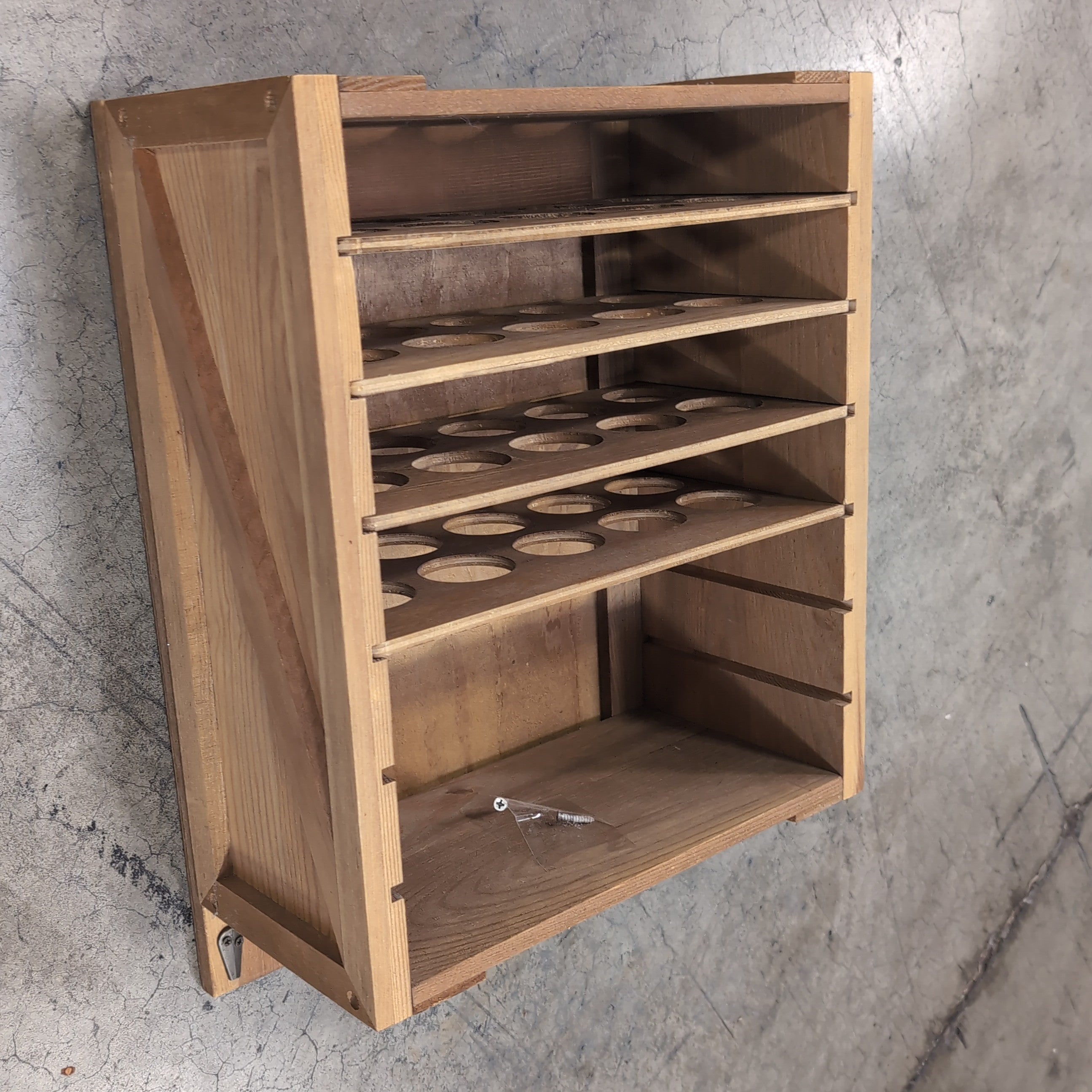 Multi-Tier Slotted Wood Storage Rack in Natural Wood