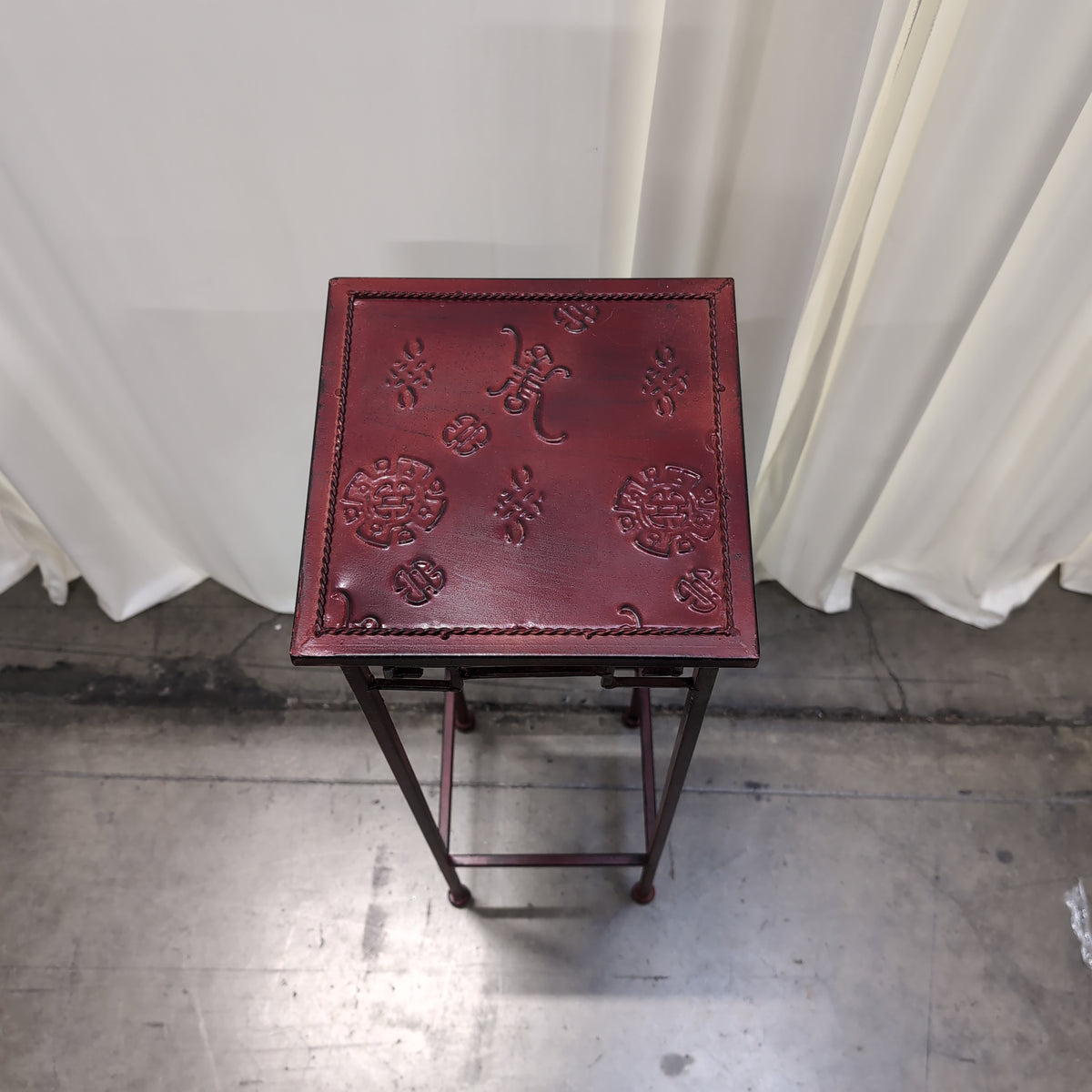 Reddish-Brown Embossed Iron Plant Stand