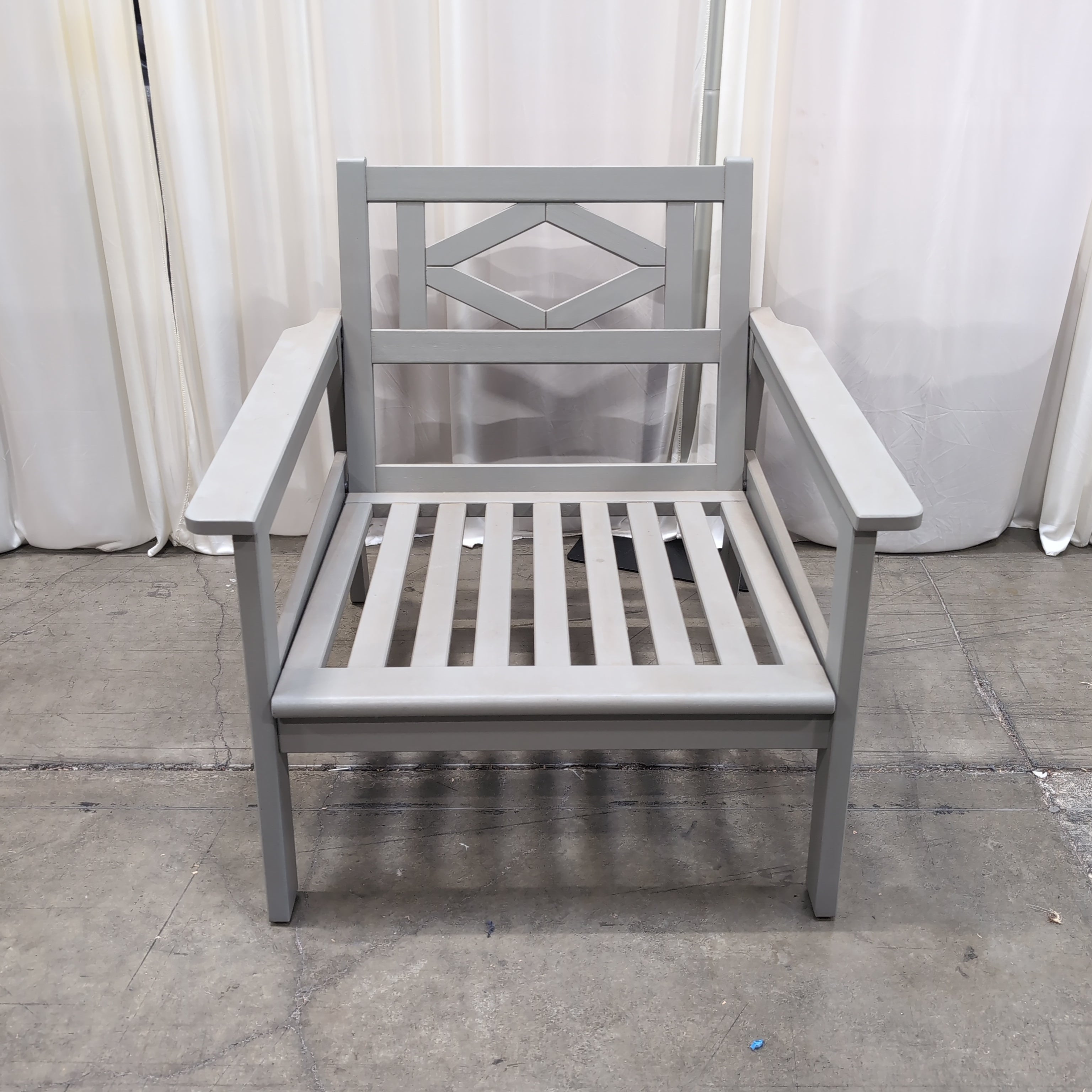 Modern Light Wood Armchair with Grey Cushions