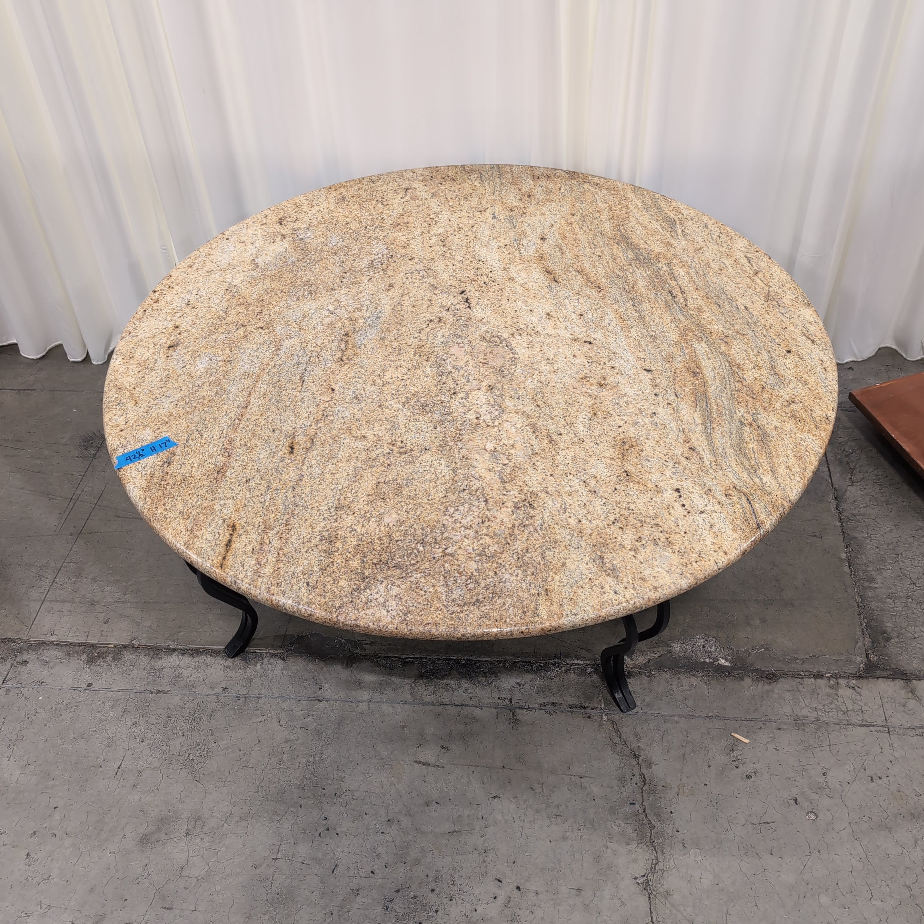 Oval Pink Speckled Granite Coffee Table with Wood Base