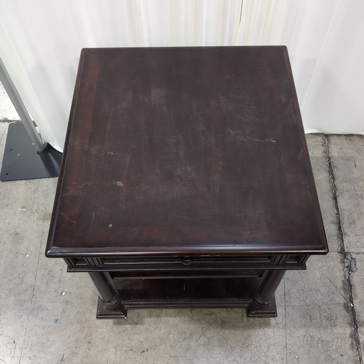 Dark Brown Wood End Table with Storage