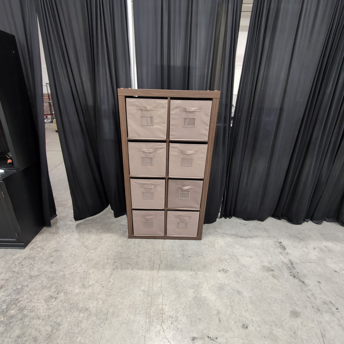 Bayside Furnishings - Dark Brown Wood-Look Eight-Cubbies Storage Unit with Fabric Bins