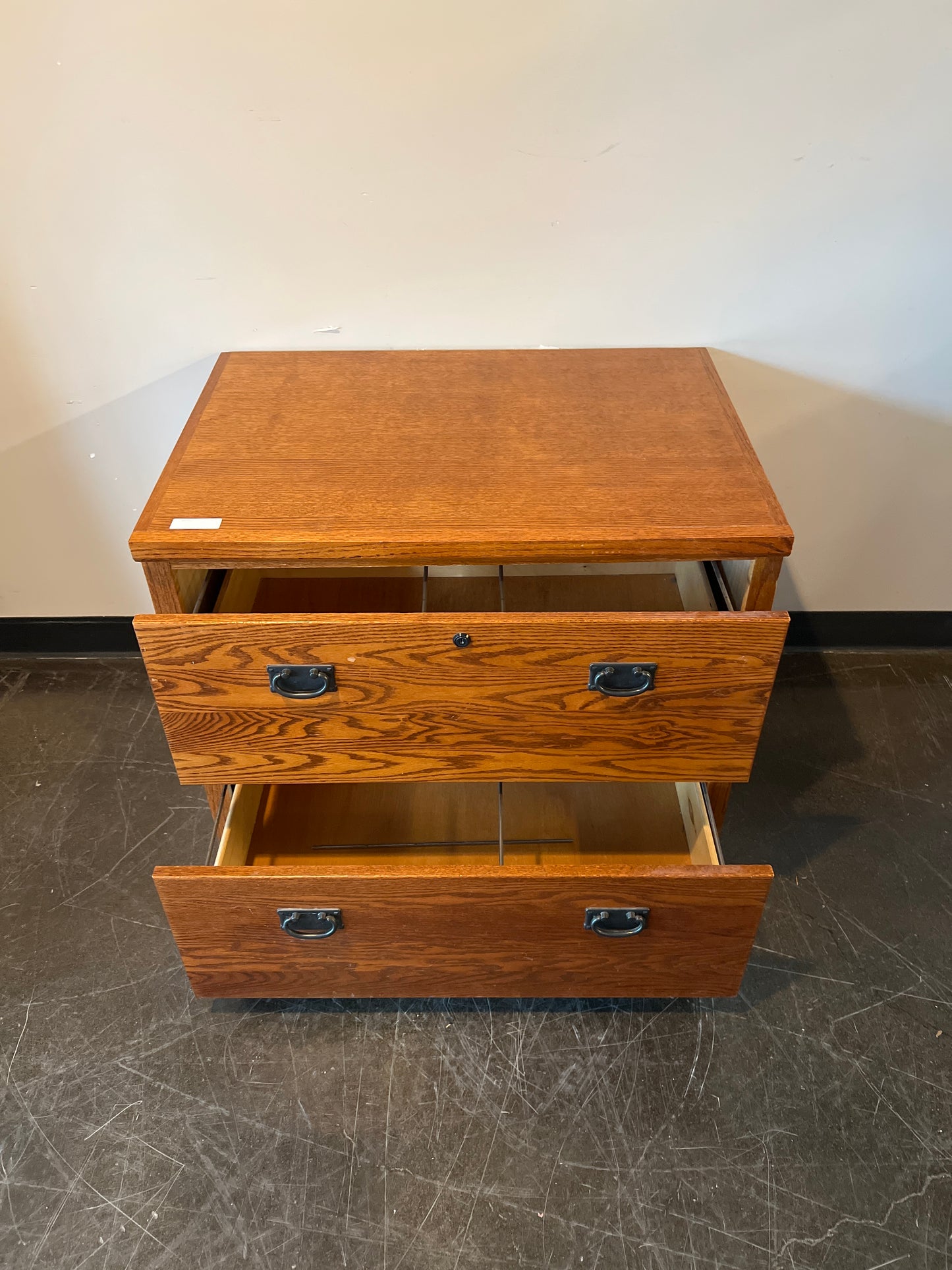 Solid Oak 2-Drawer Lateral File Cabinet