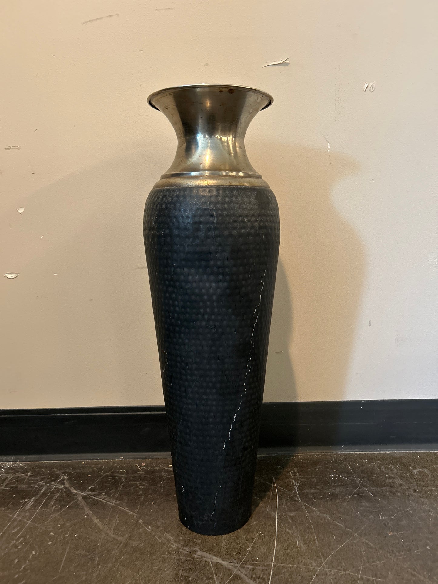 Black and Silver Metal Vase