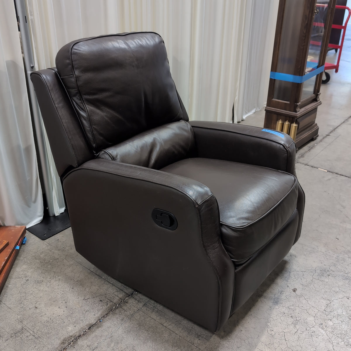 Dark Brown Leather Recliner with Lever Handle