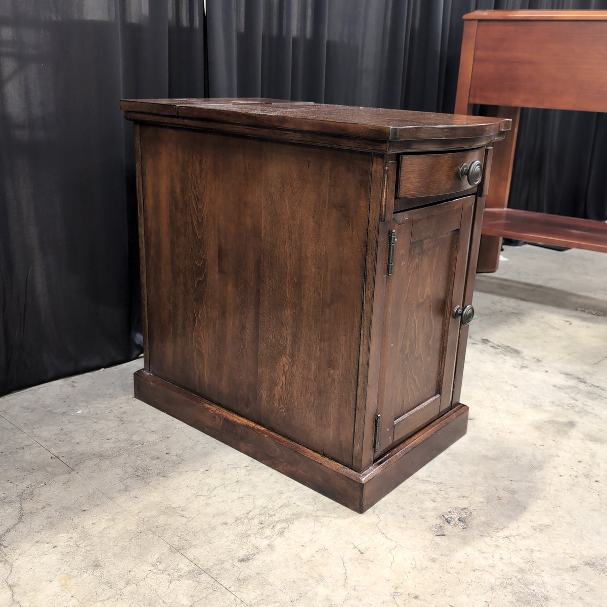 Dark Wood Nightstand with Power Cord Slot