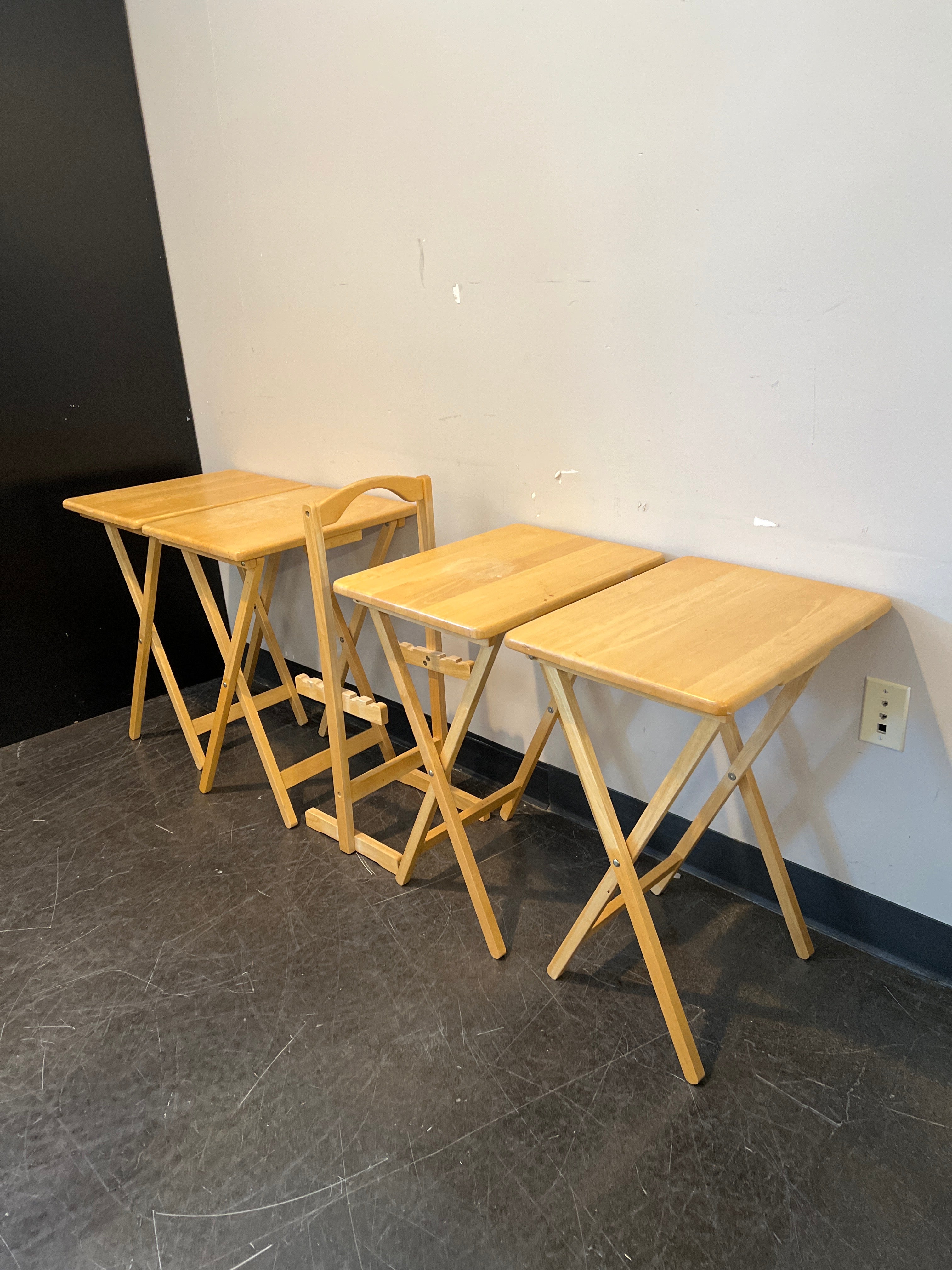 Rustic Hardwood Folding Table Set