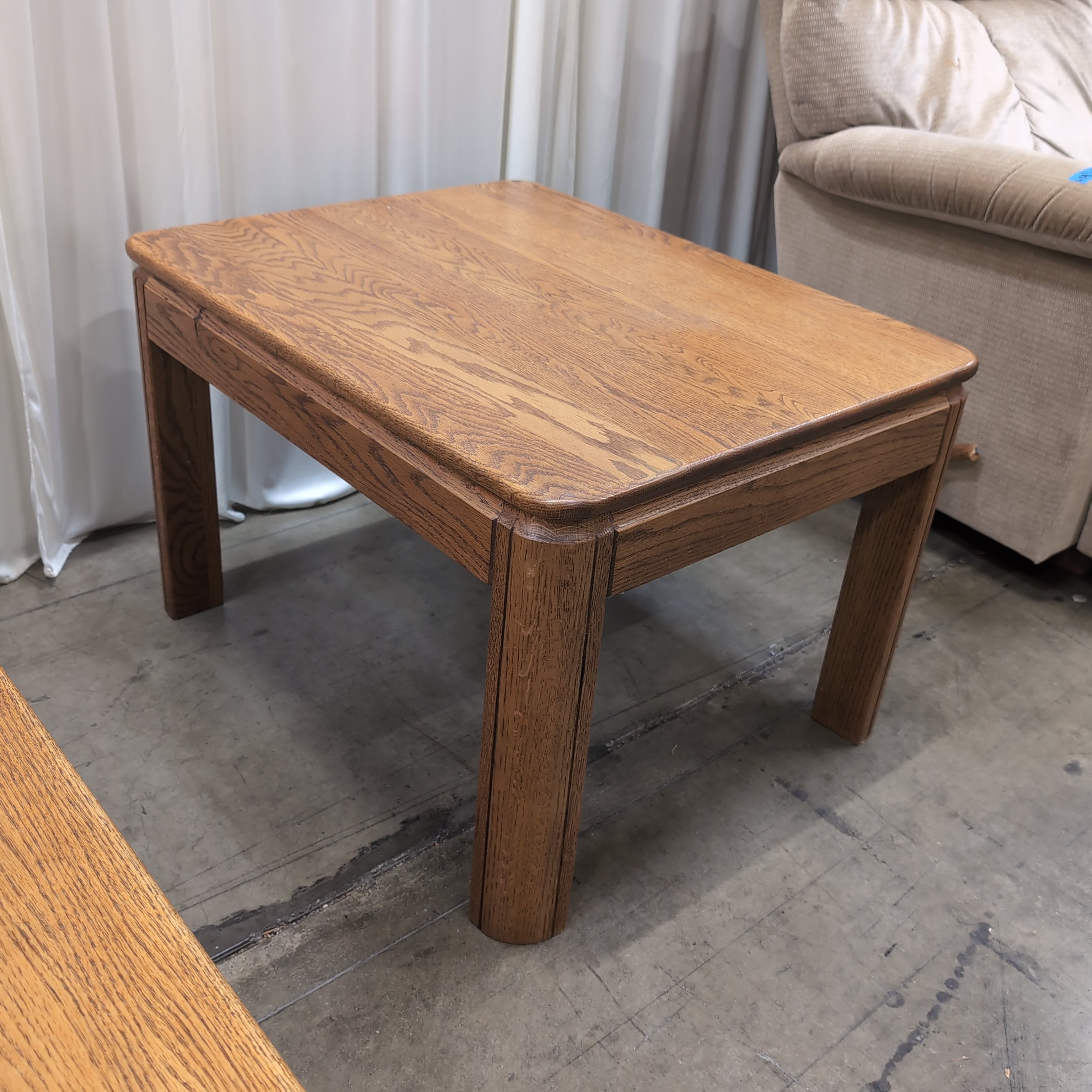 Natural Wood Square End Table with Rounded Edges
