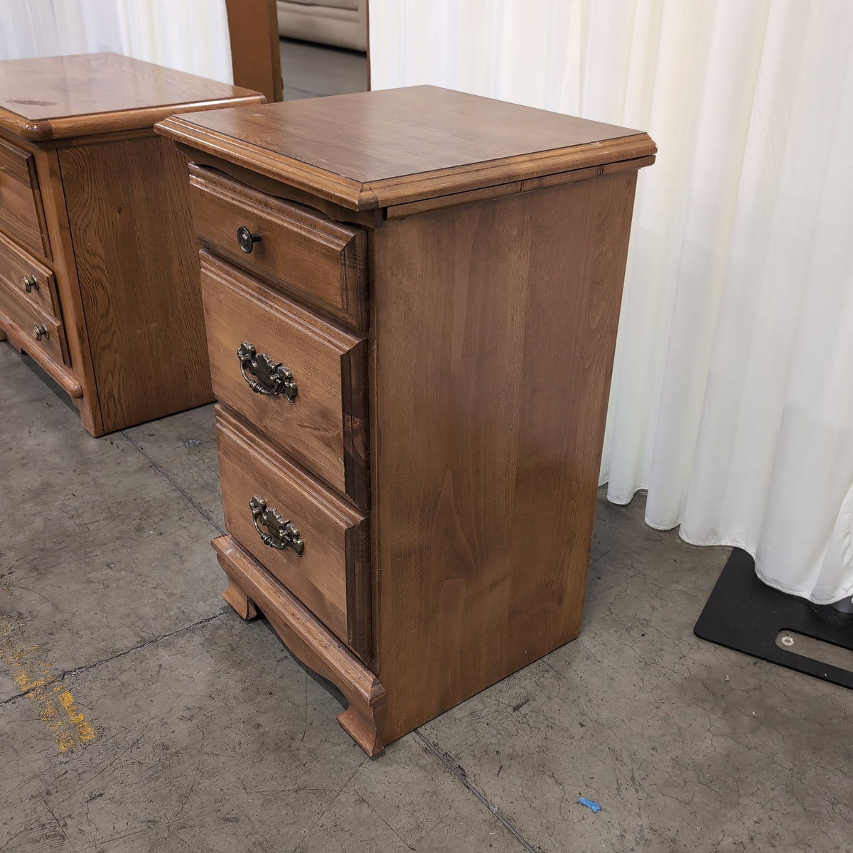 Traditional Style Three-Drawer Nightstand in Wood