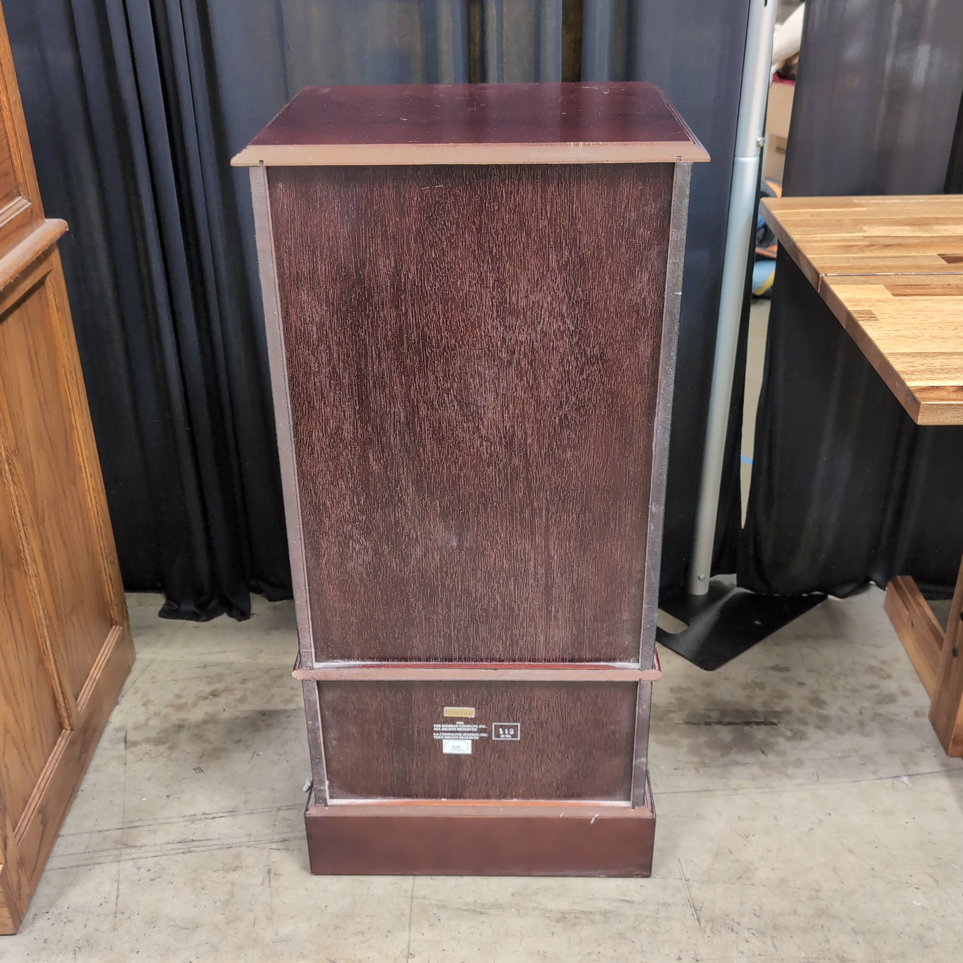 Dark Cherry Finish Wood Jewelry Armoire with Ornate Hardware