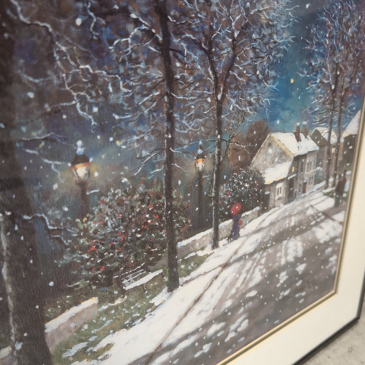Winter Snowy Street Scene Framed Art Print
