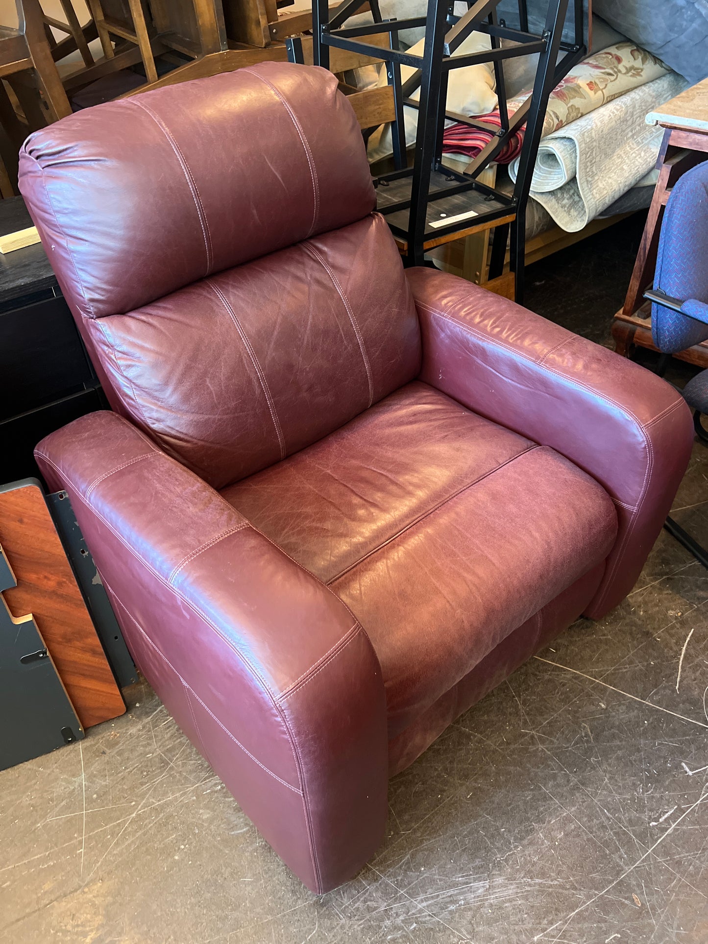 Burgundy Leather Recliner Armchair