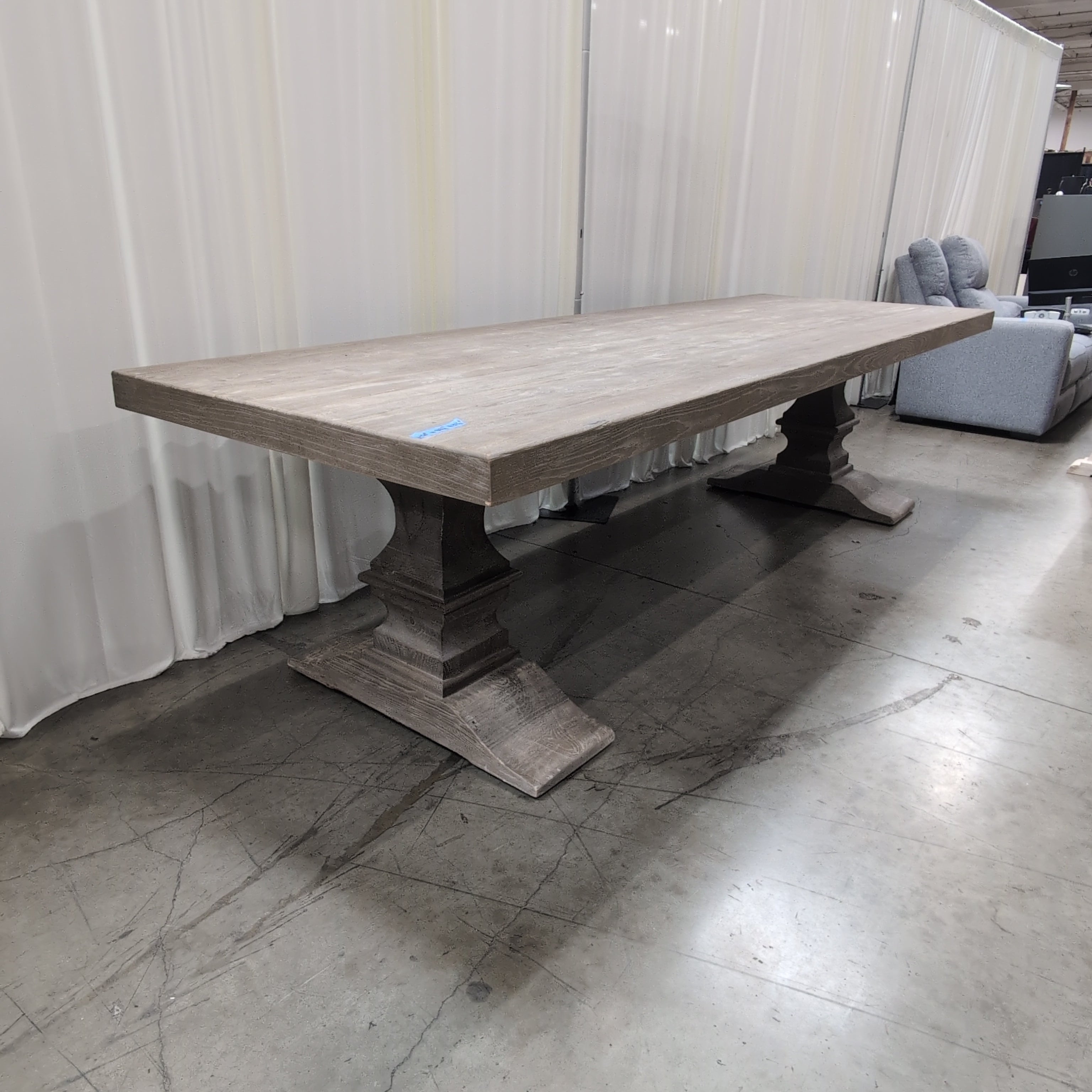 Long Grey Washed Wood Dining Table