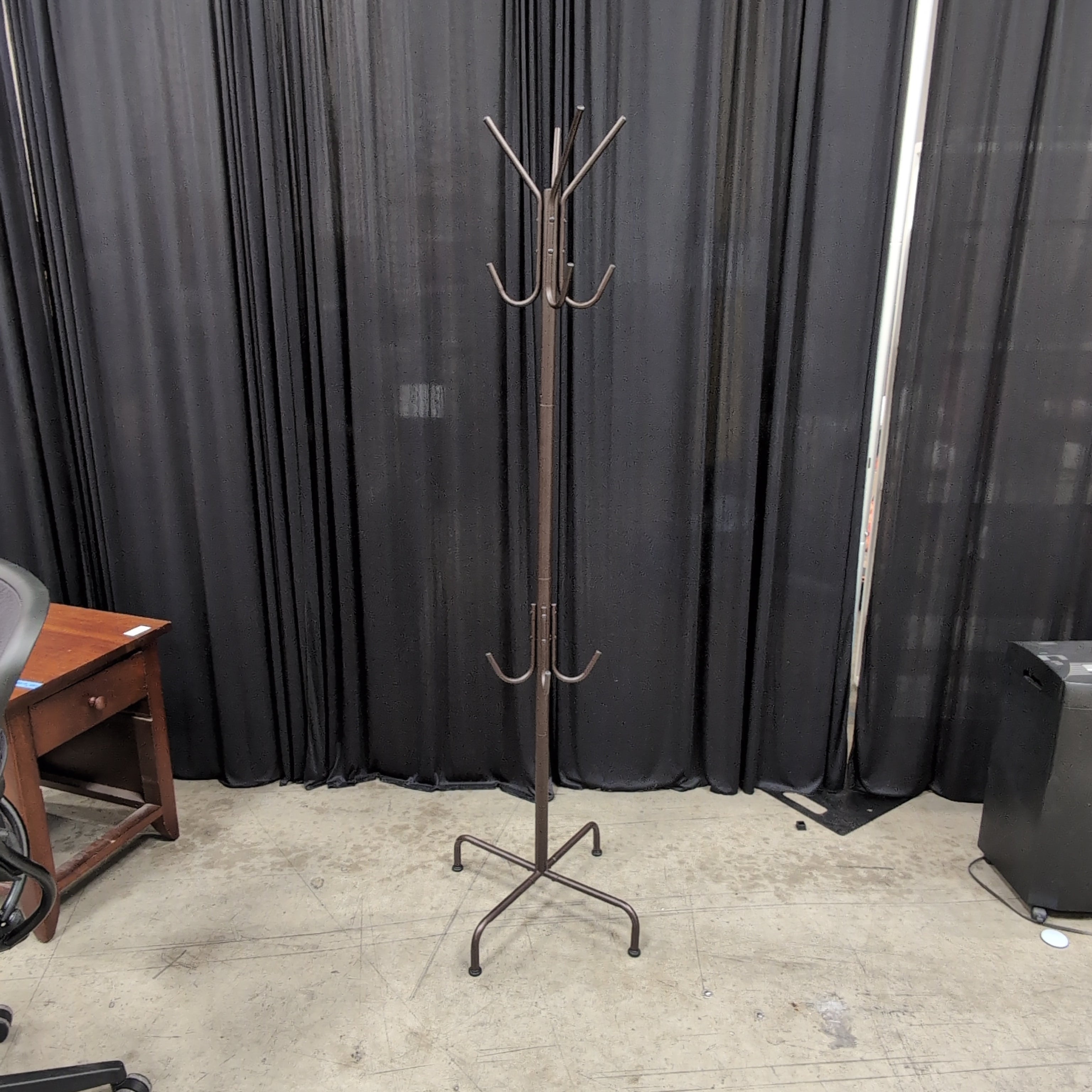 Bronze Metal Standing Coat Rack with Multiple Hooks