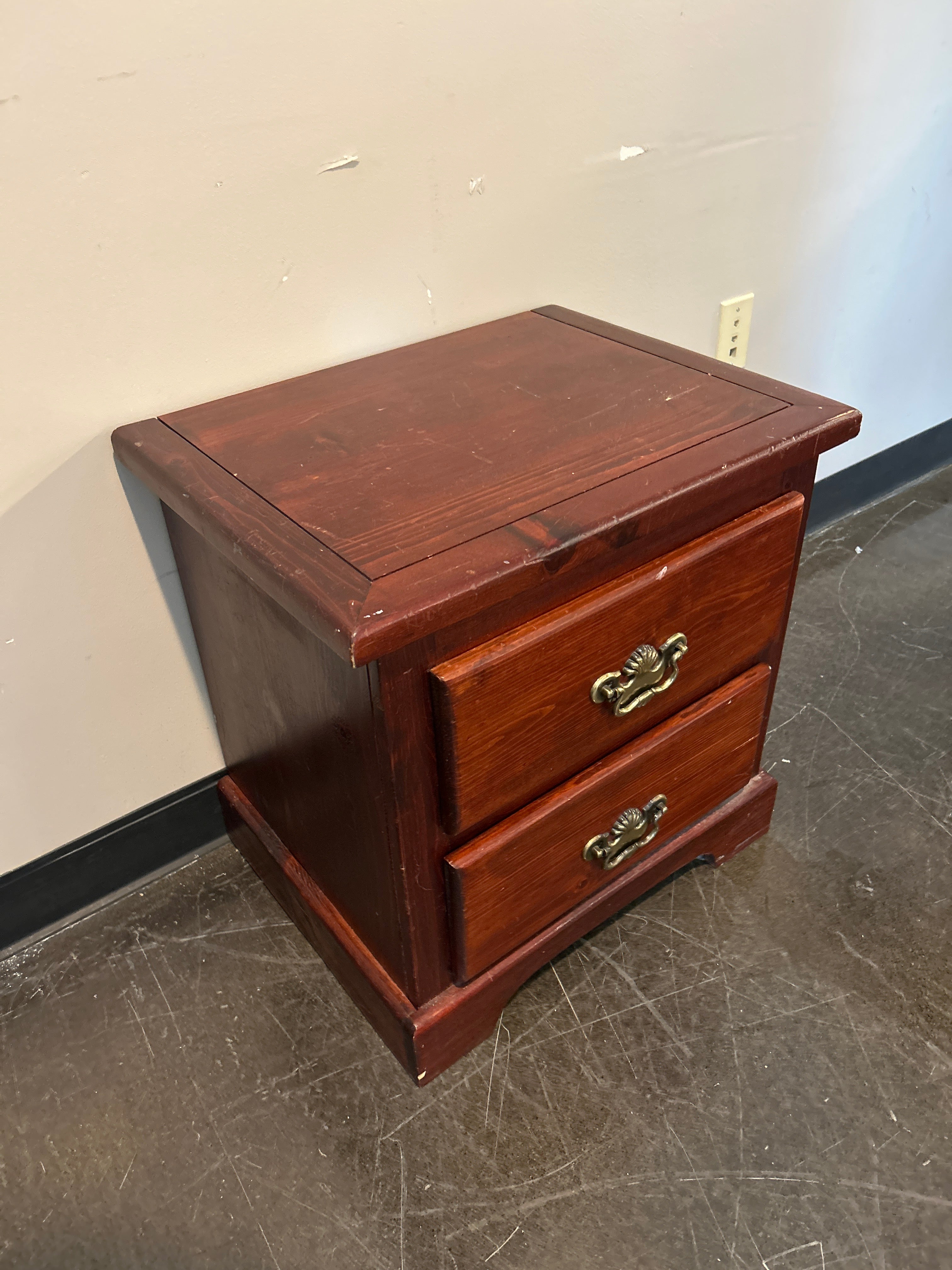 Rich Mahogany Two-Drawer Nightstand