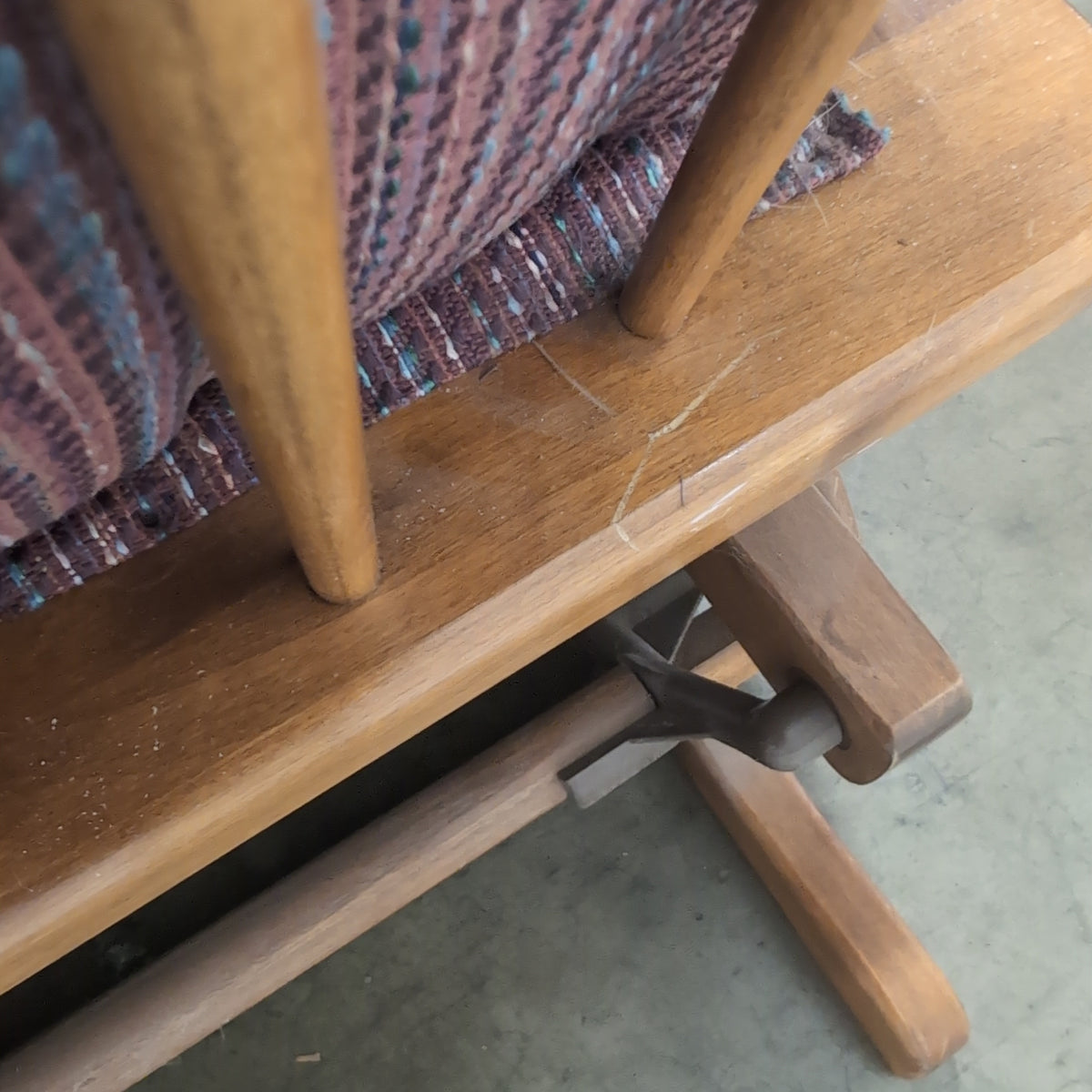 Traditional Wood Glider Rocking Chair with Striped Fabric