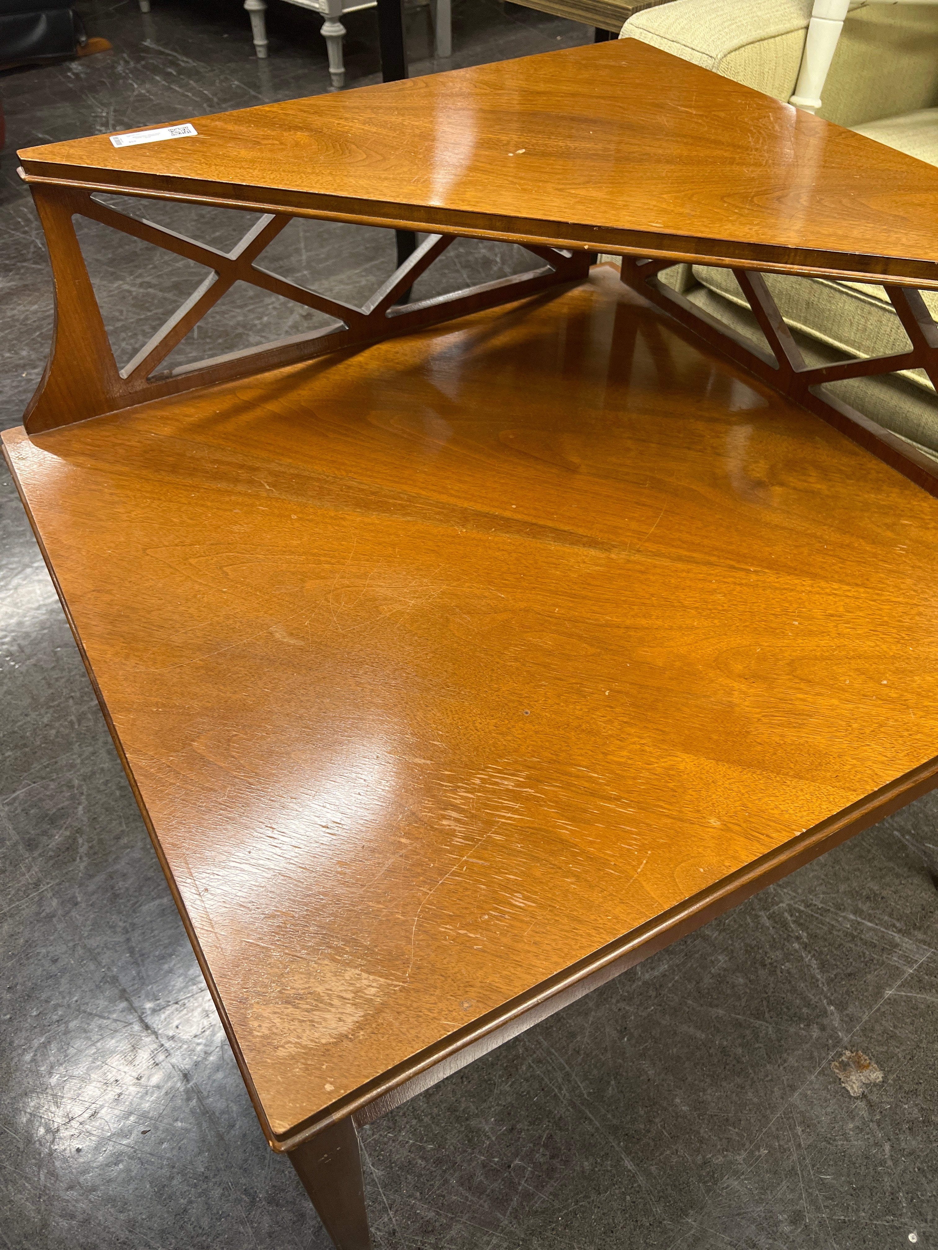 Mid-Century Wood Side Table with Magazine Shelf